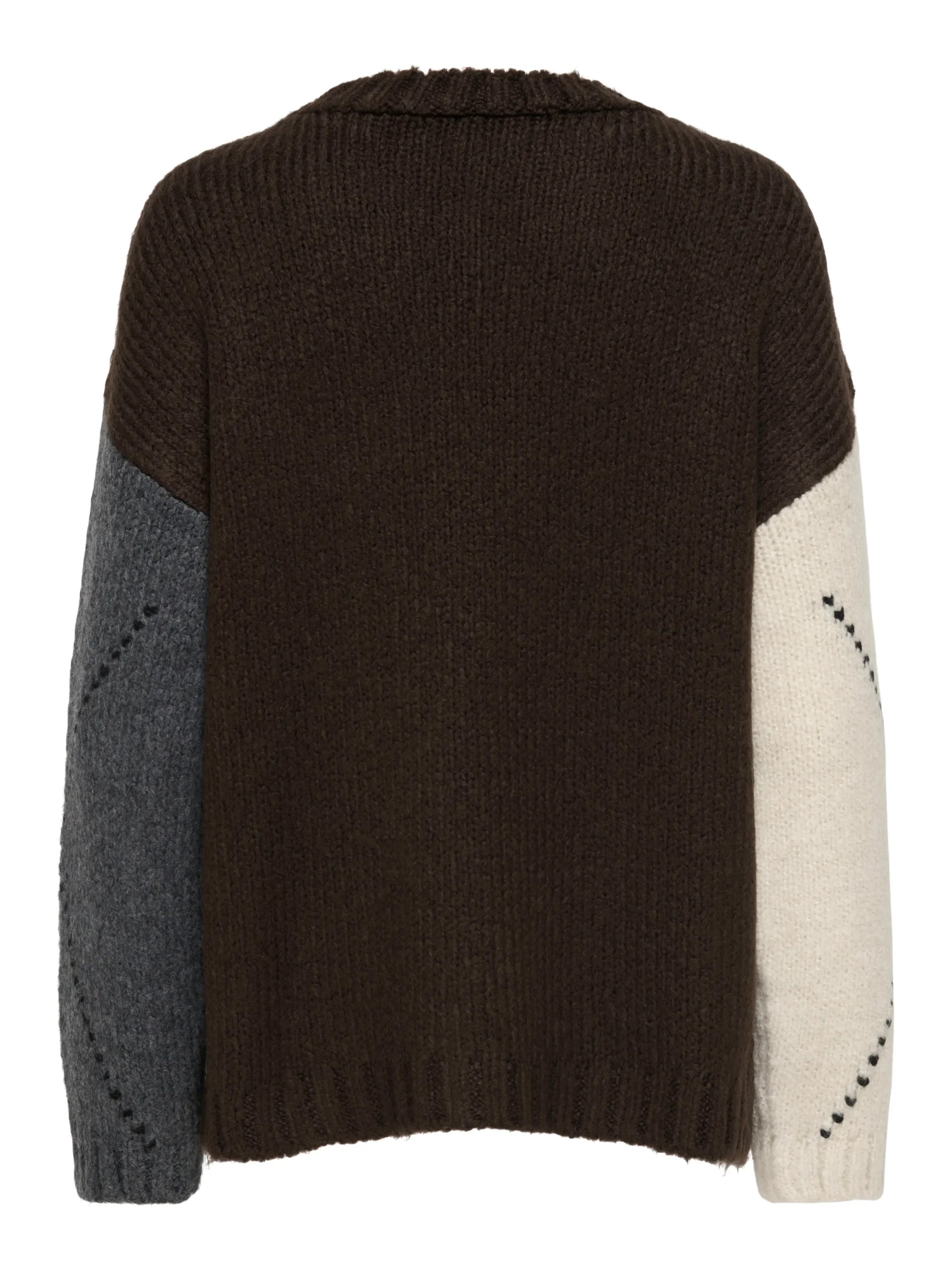 ONLY COZY LS ARGYLE O-NECK KNT Coffee Bean Argyle/Birch/DGM/Black