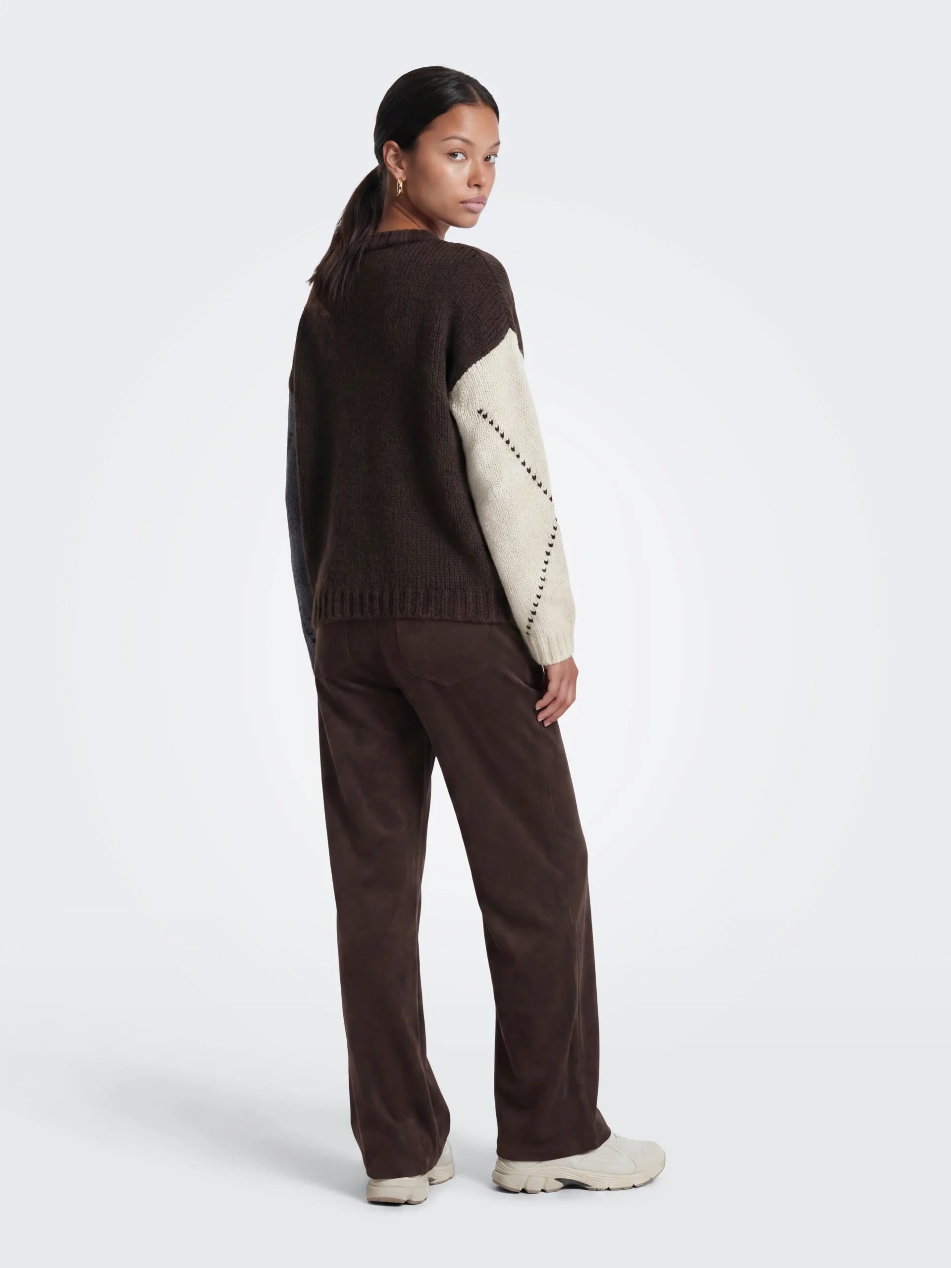 ONLY COZY LS ARGYLE O-NECK KNT Coffee Bean Argyle/Birch/DGM/Black