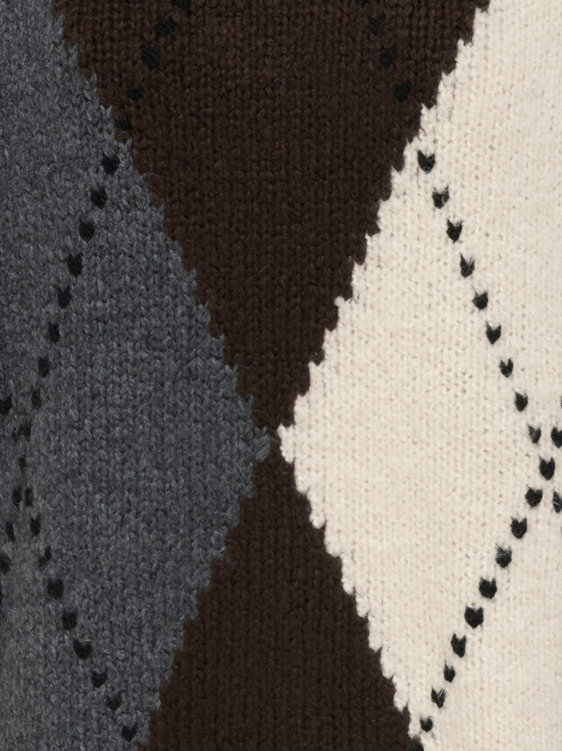 ONLY COZY LS ARGYLE O-NECK KNT Coffee Bean Argyle/Birch/DGM/Black