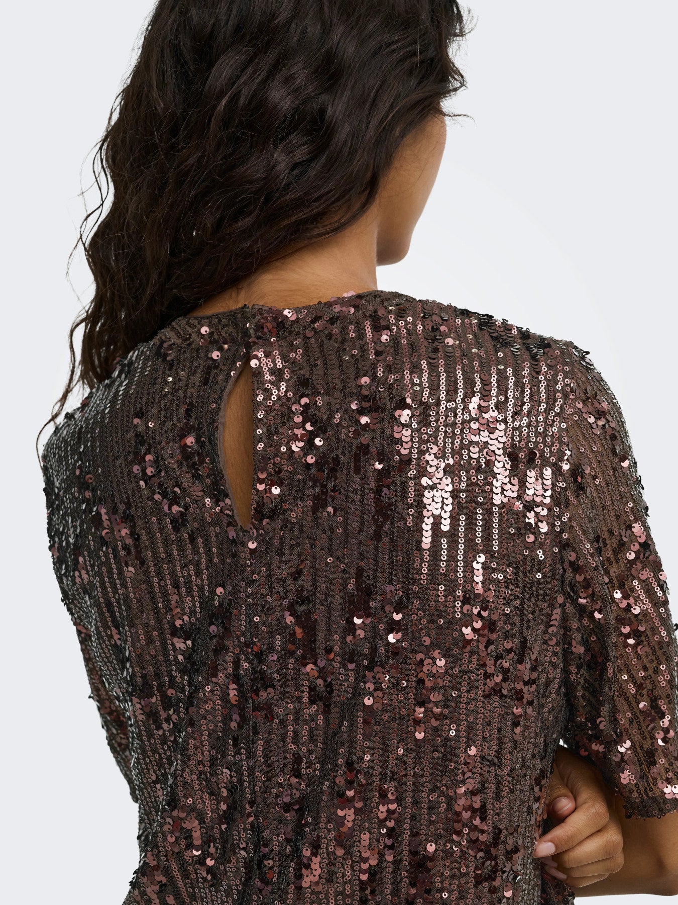 JDY LOLA 2/4 SEQUIN TOP JRS Rum Raisin