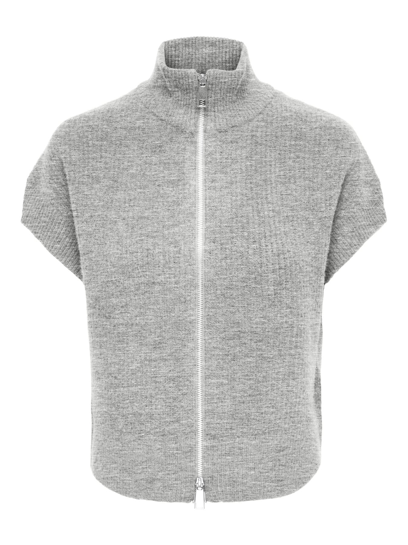 ONLY BIANCA SL HIGHNECK ZIP VEST KNT Medium Grey Melange Silver Zip