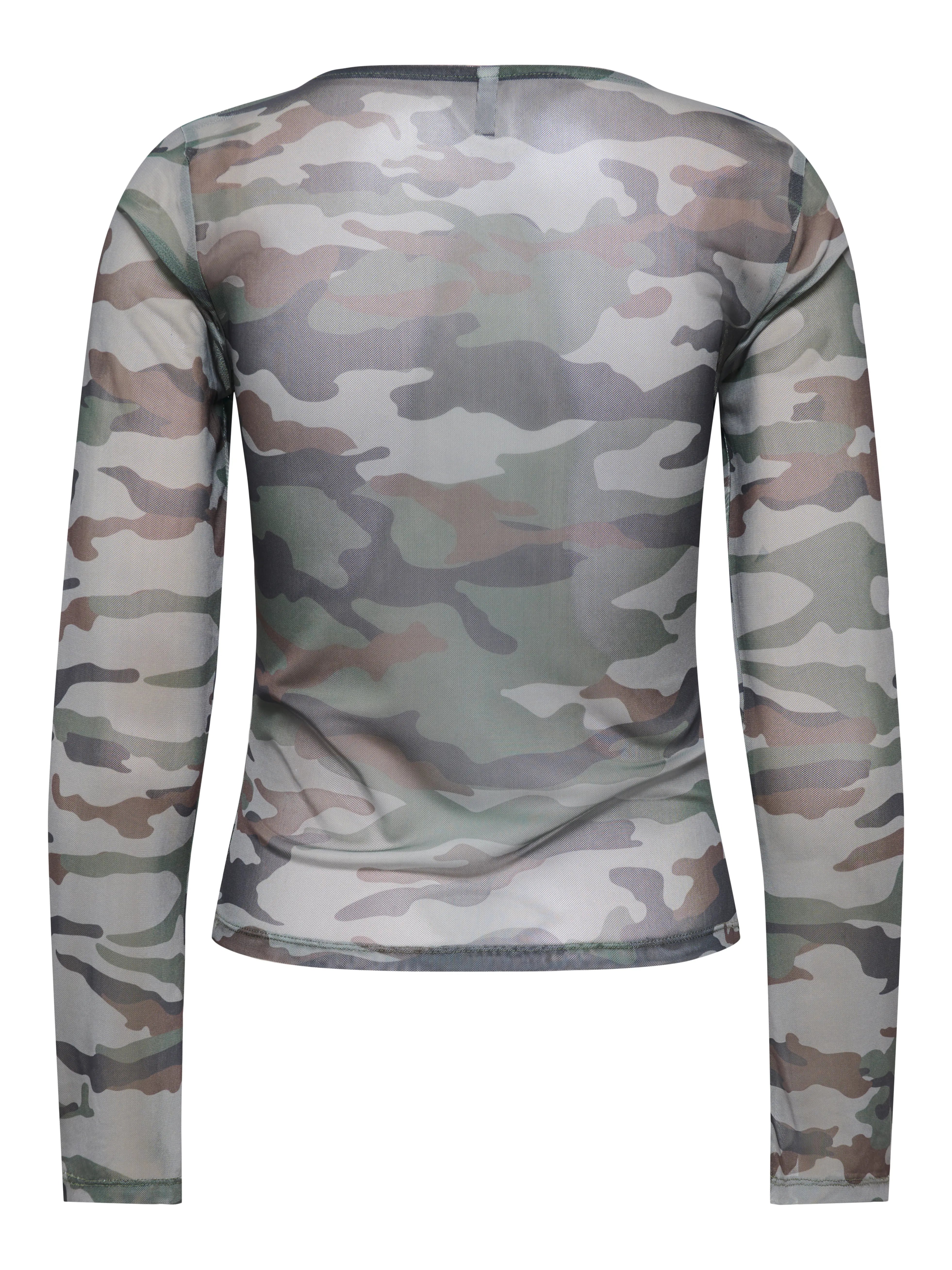 ONLY NOX BOATNECK BELL L/S TOP JRS Taupe Gray Camou calm