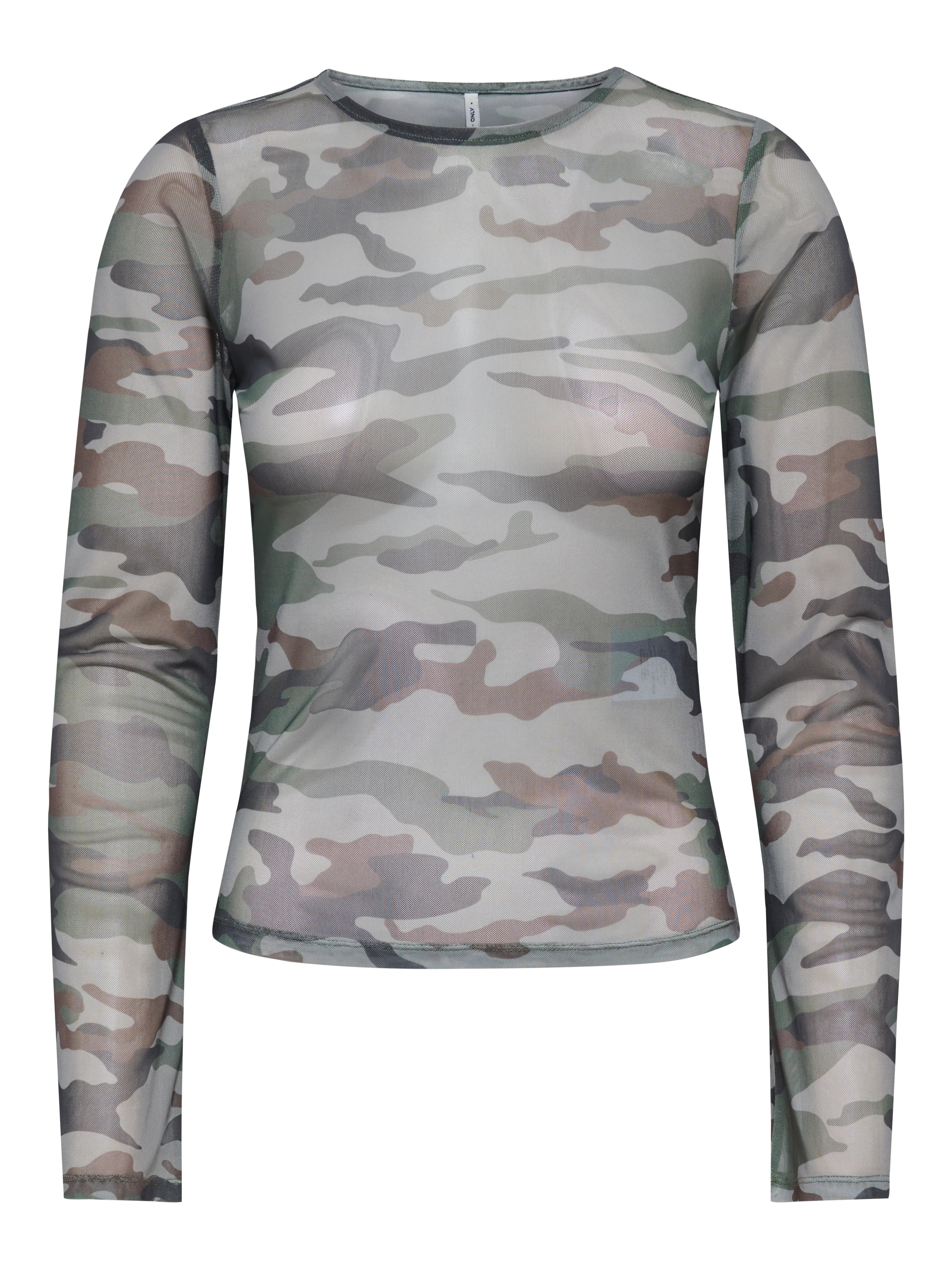 ONLY NOX BOATNECK BELL L/S TOP JRS Taupe Gray Camou calm