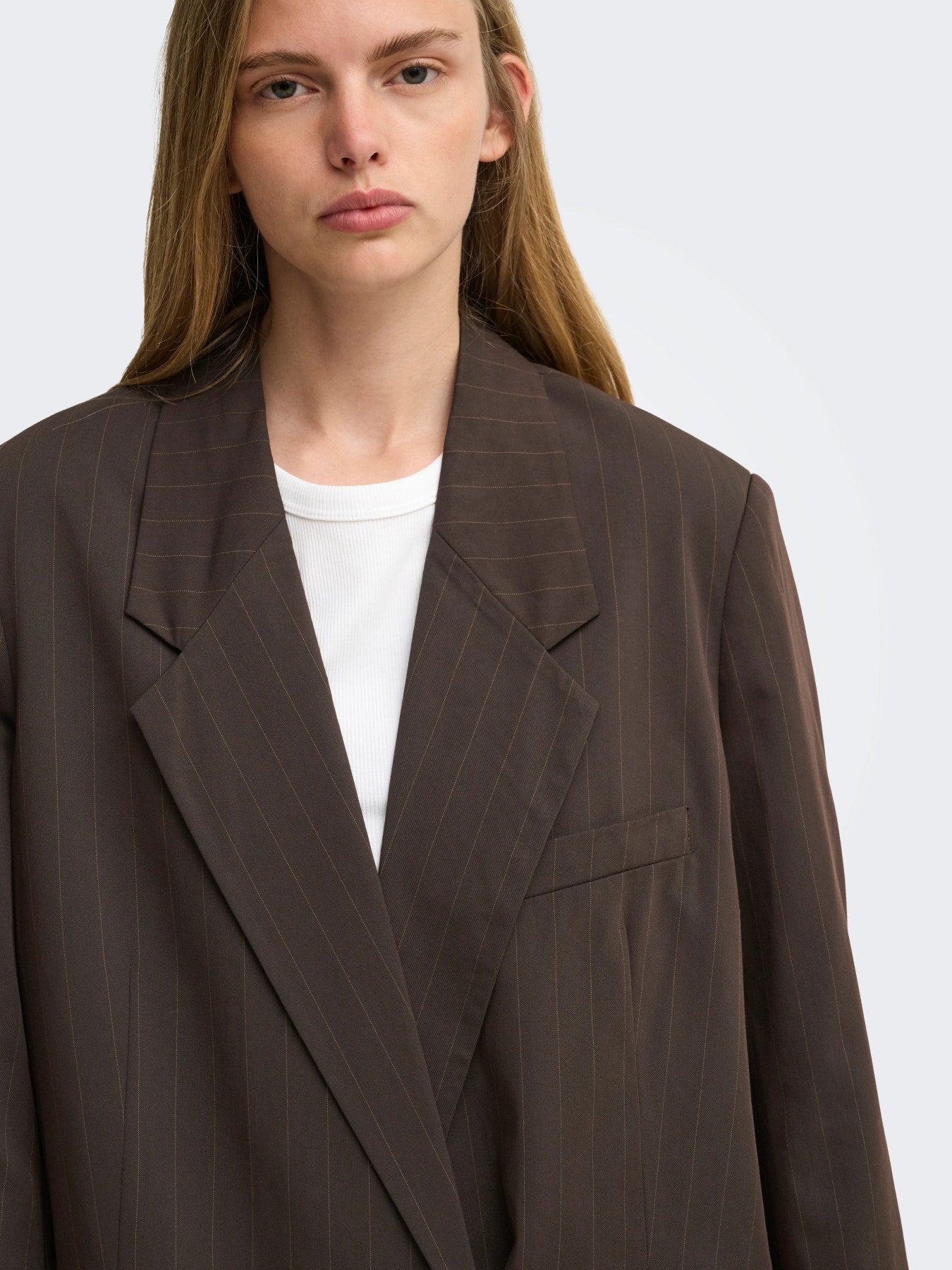 ONLY ALDEN L/S OVS PINSTRIPE BLAZER TLR Mole PUMICE STONE PINSTRIPES