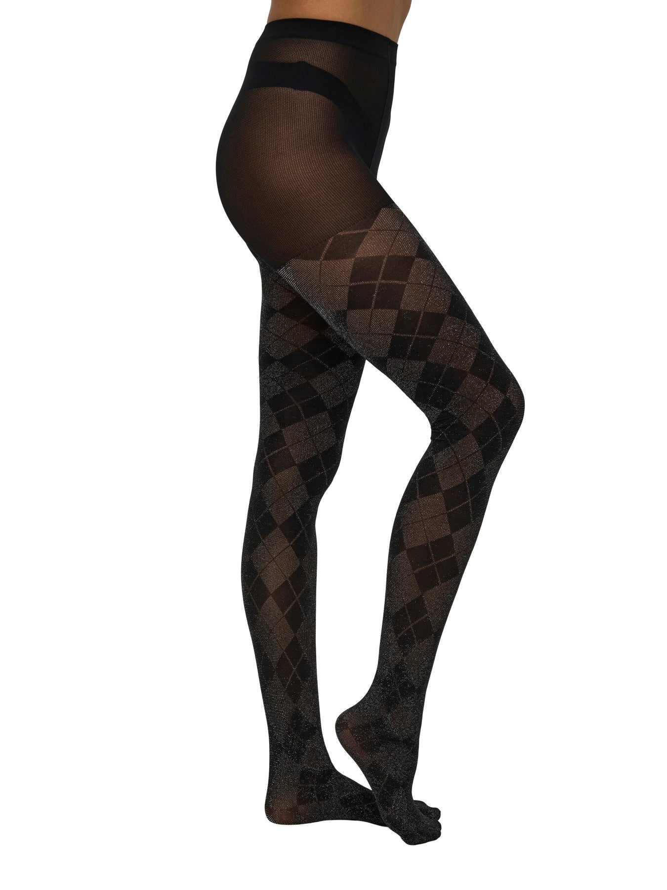 JDY AURA ARGYLE LUREX TIGHTS JRS Black ARGYLE GLITTER