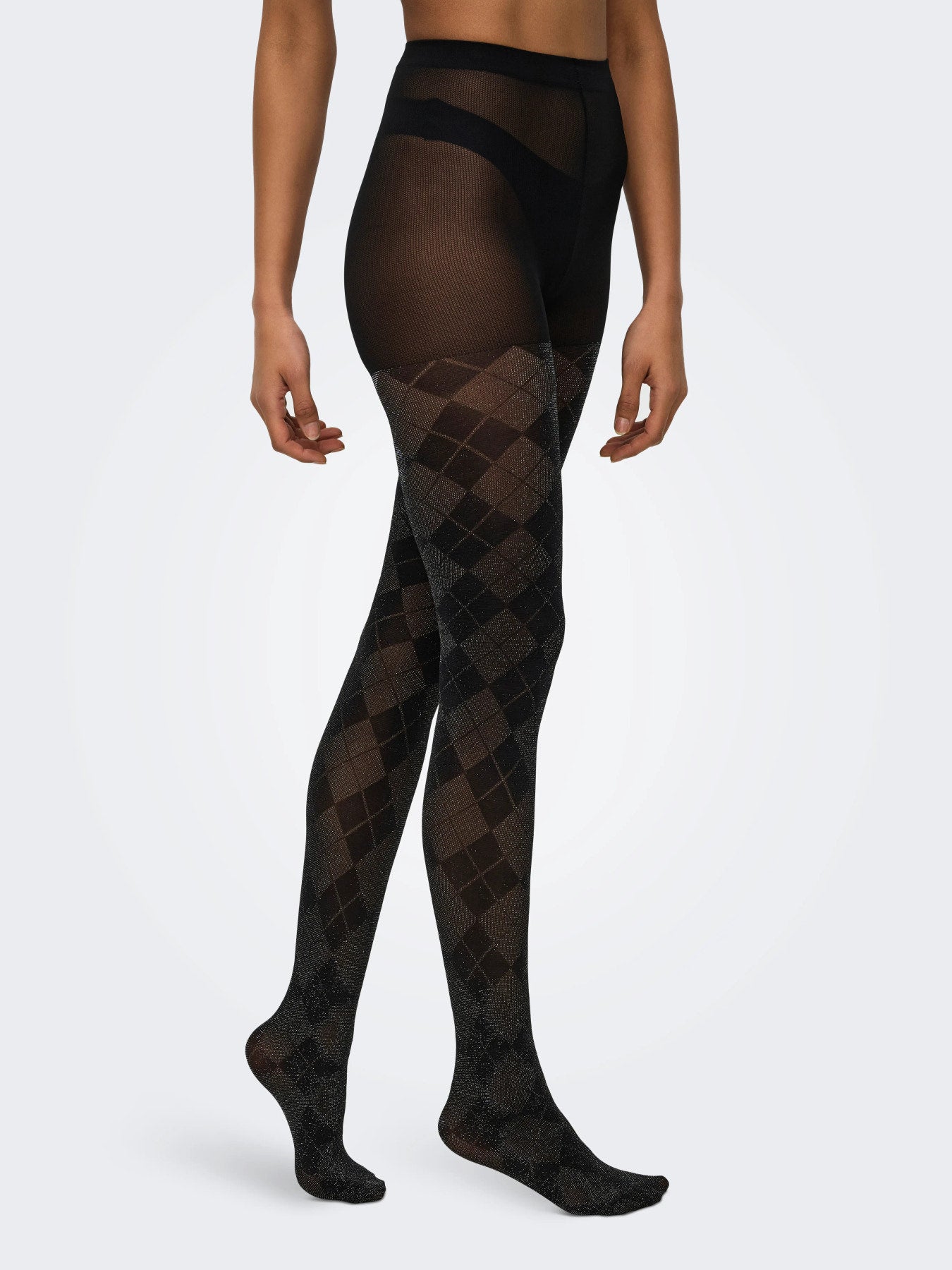 JDY AURA ARGYLE LUREX TIGHTS JRS Black ARGYLE GLITTER