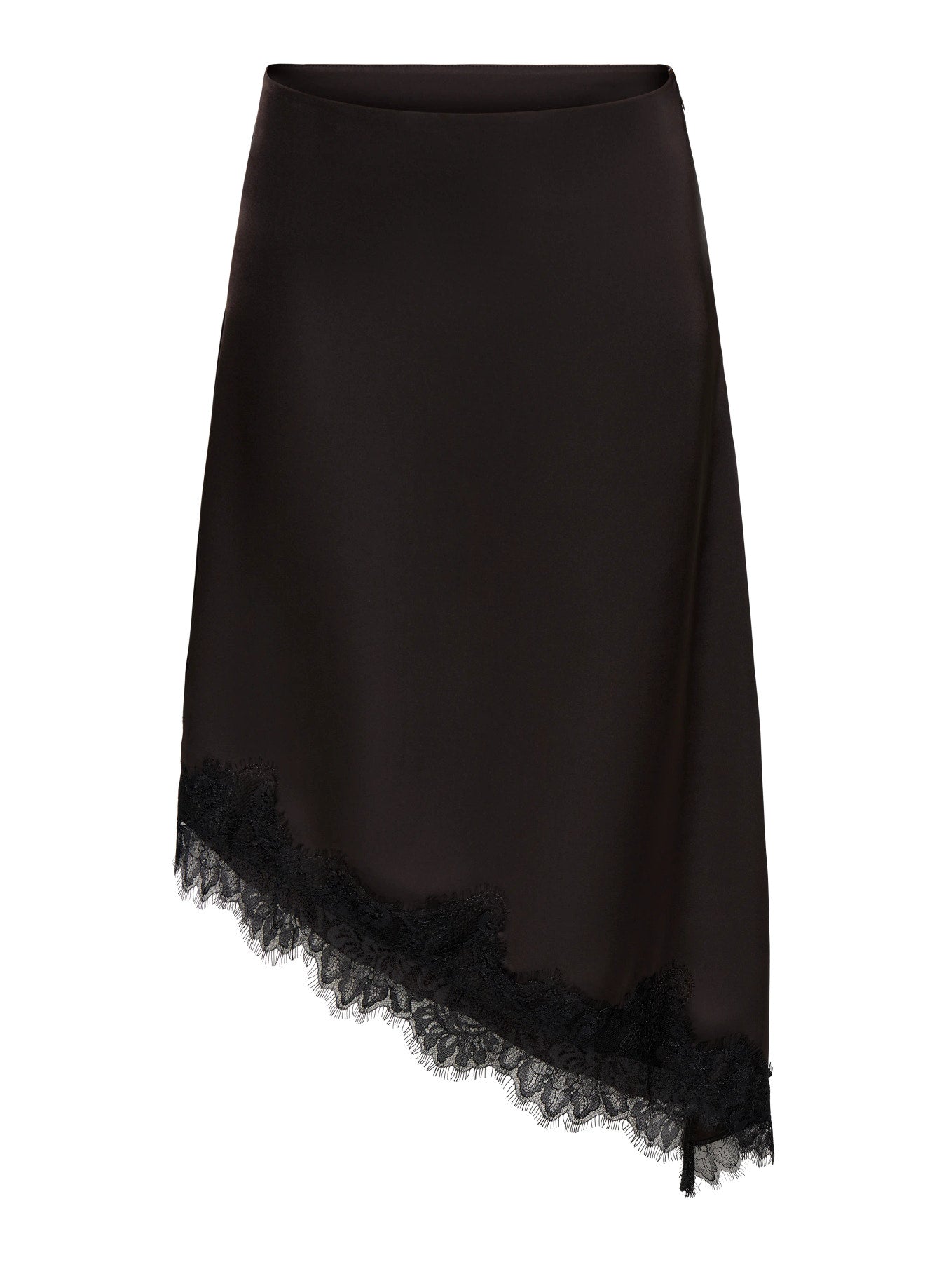 JDY DENISE HW LACE SKIRT WVN Chocolate Plum BLACK LACE