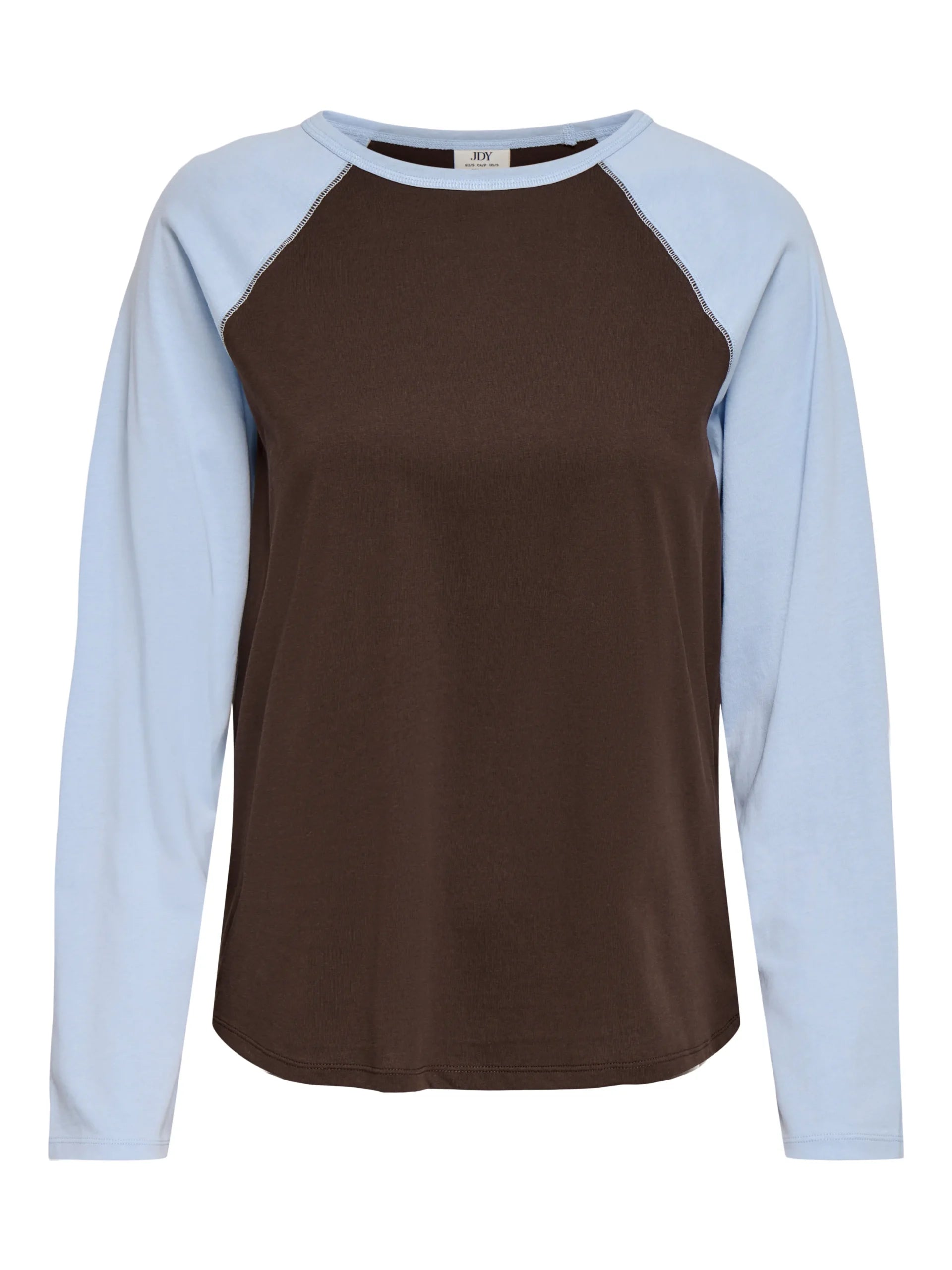 JDY JEANETT L/S RAGLAN CONTRAST TOP JRS Coffee Bean KENTUCKY BLUE CONTRAST