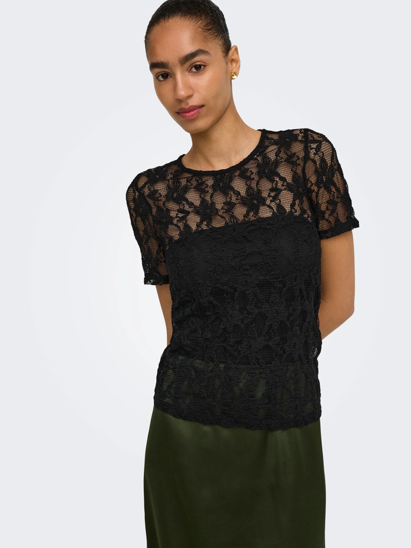 ONLY ALBA S/S LACE TOP CS JRS BLACK