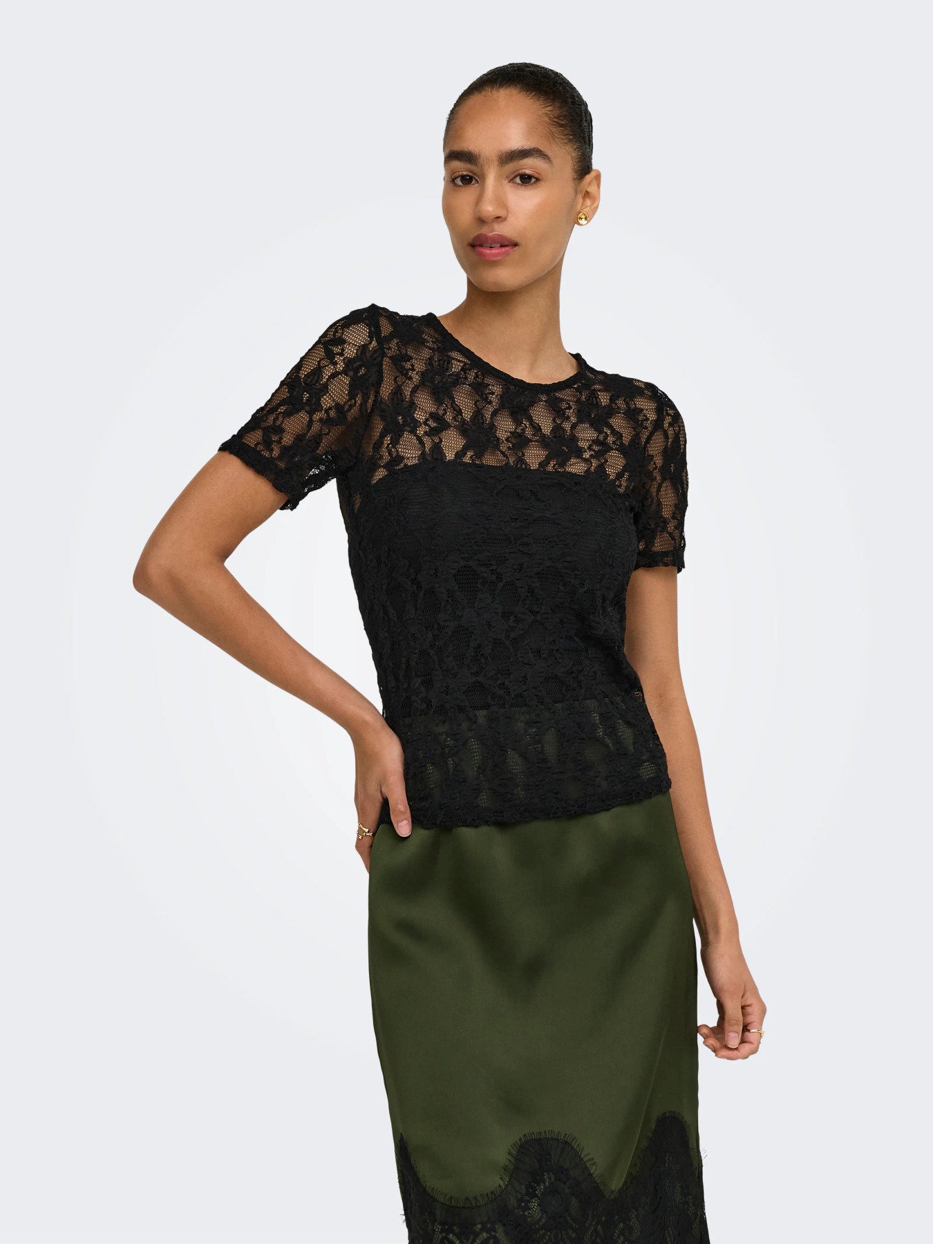 ONLY ALBA S/S LACE TOP CS JRS BLACK