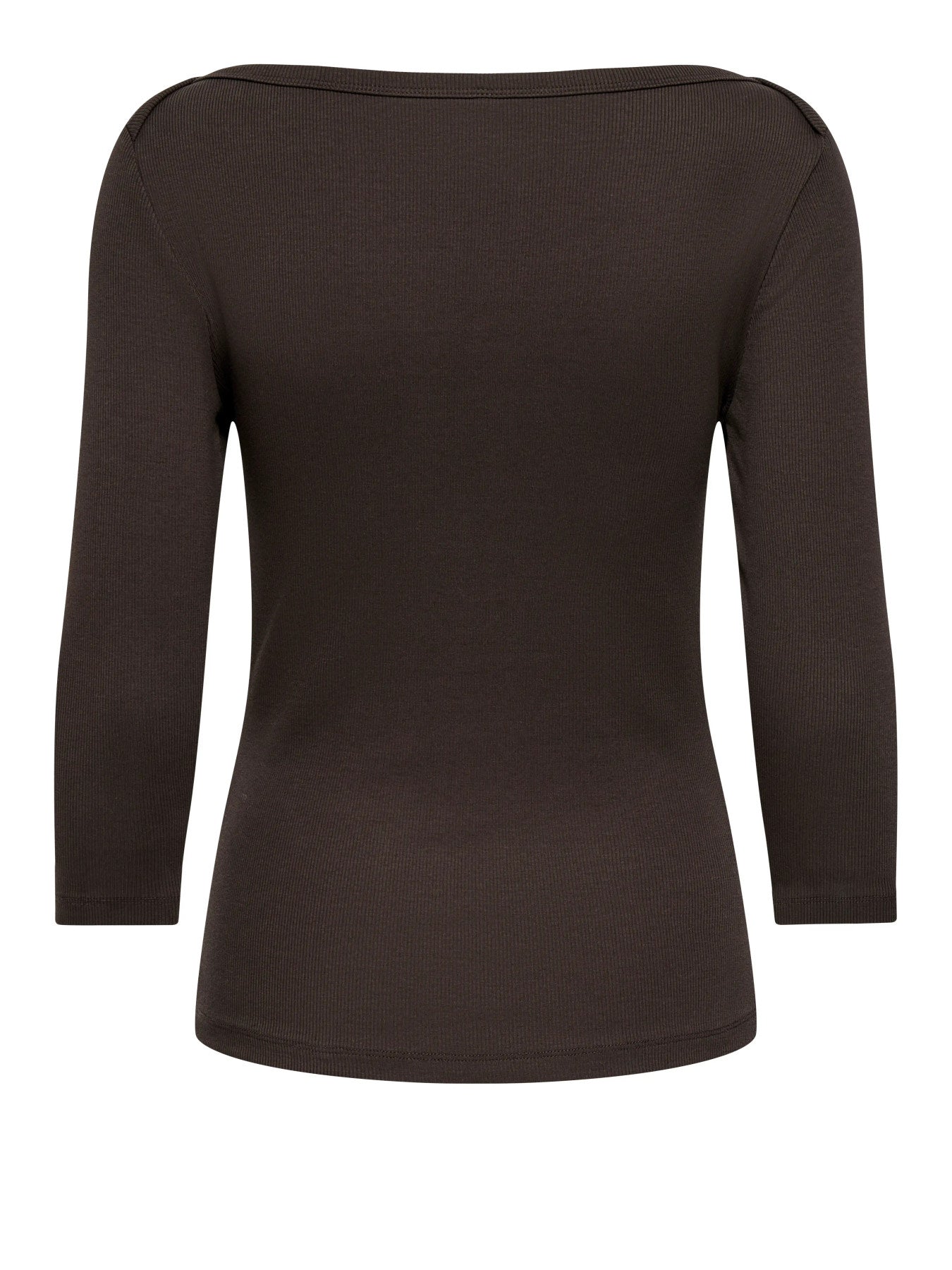ONLY KATHLINE 3/4 RIB BOATNECK TOP Coffee Bean