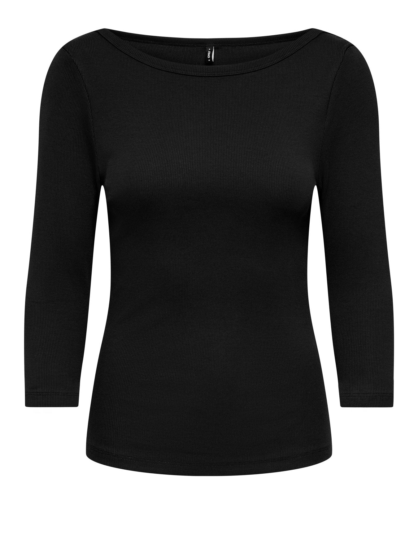 ONLY KATHLINE 3/4 RIB BOATNECK TOP Black