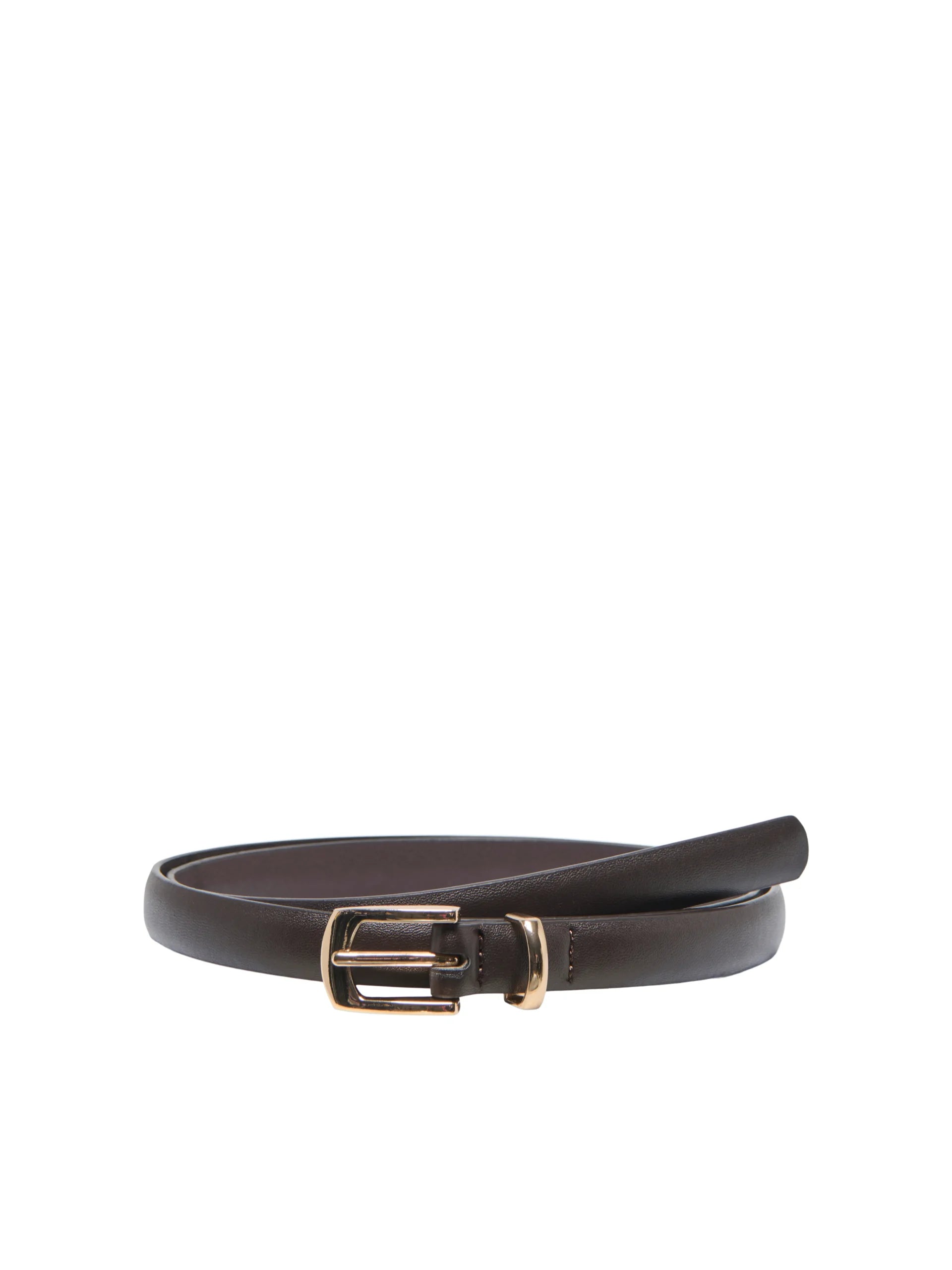JDY CELLO FAUX LEATH. SLIM BELT HAB NOOS Chocolate Torte LIGHT GOLD BUCKLE