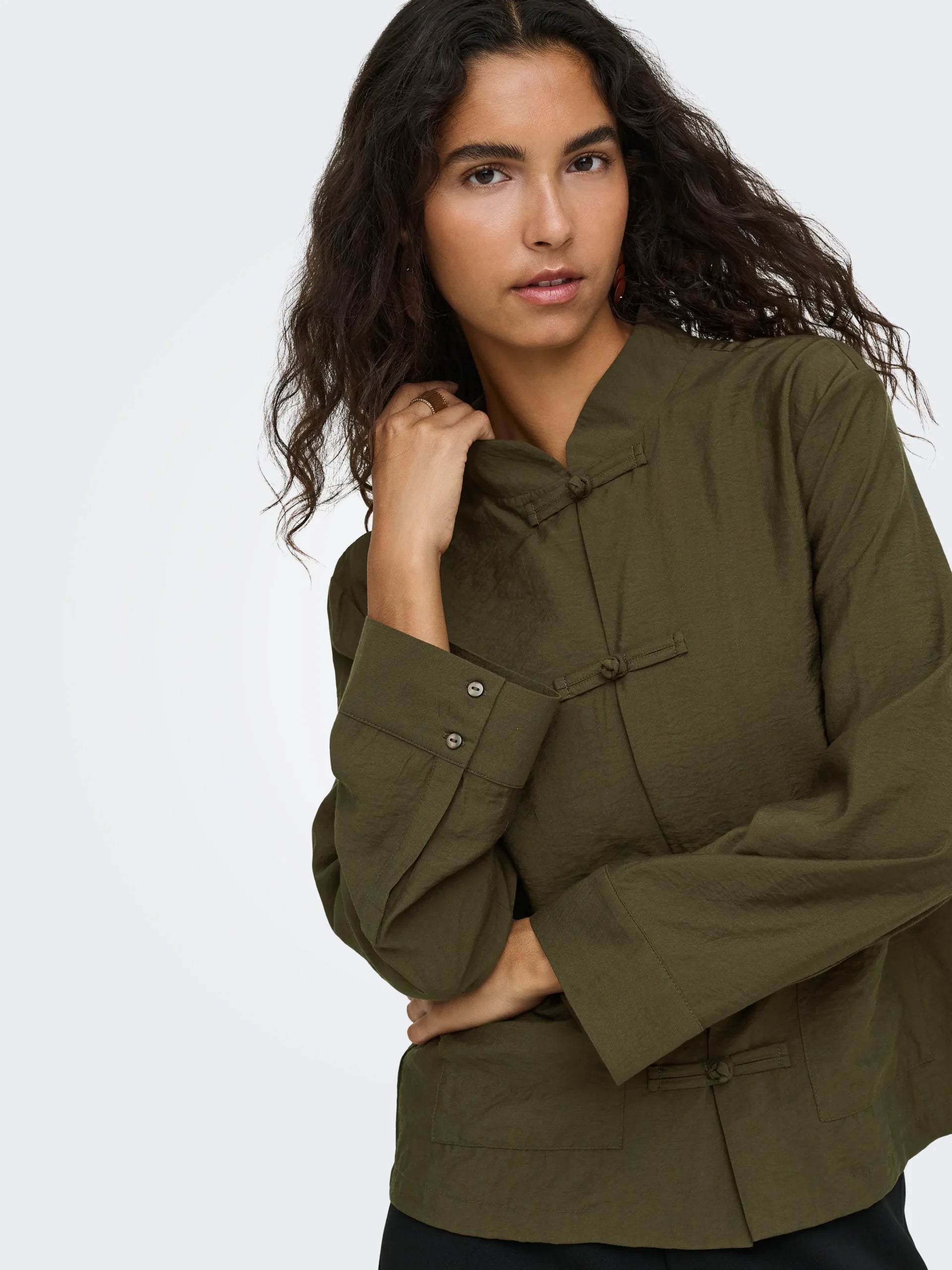 JDY CILLA L/S NAPOLEON SHIRT WVN EXP Slate Black
