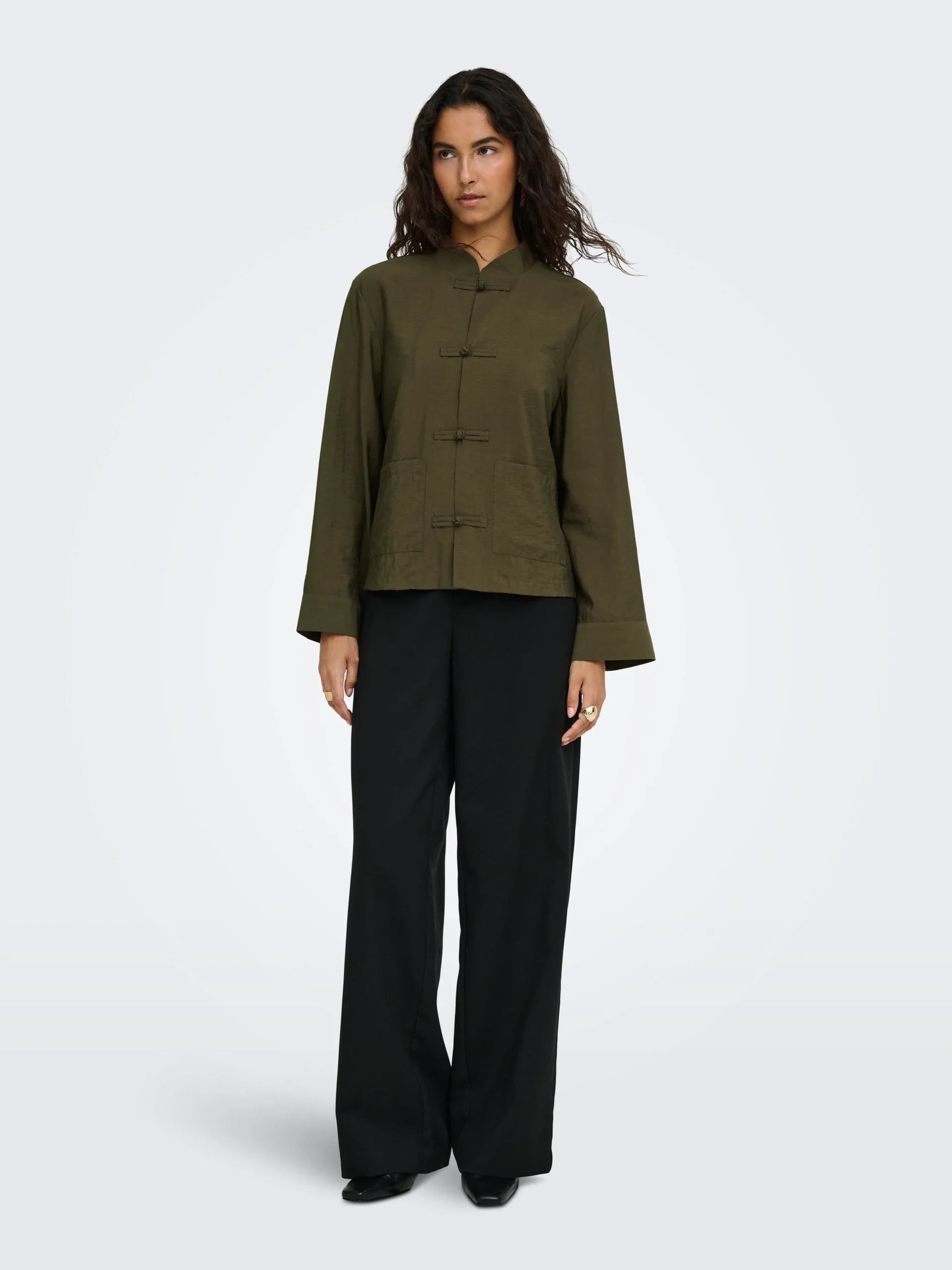 JDY CILLA L/S NAPOLEON SHIRT WVN EXP Slate Black