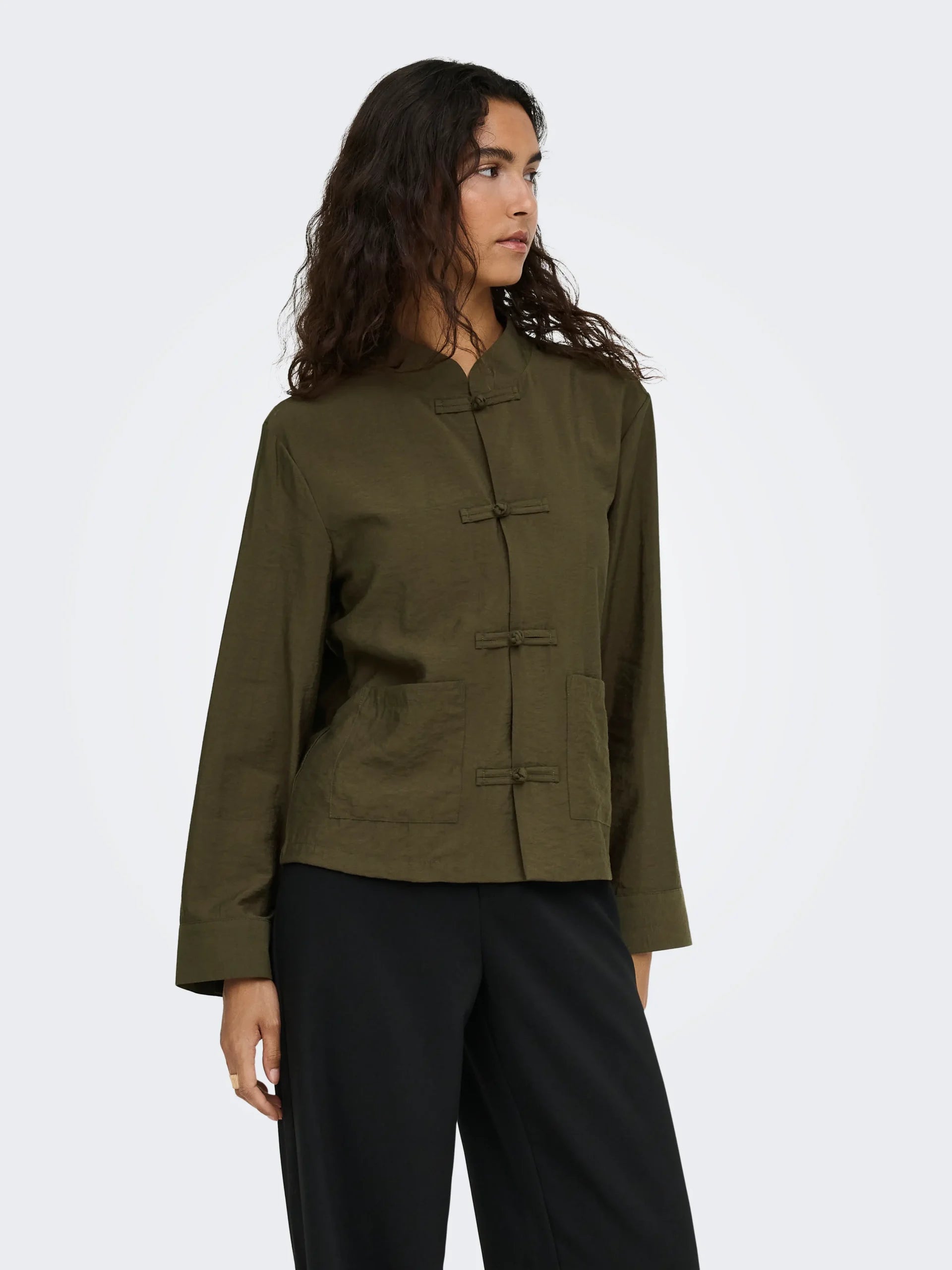 JDY CILLA L/S NAPOLEON SHIRT WVN EXP Slate Black