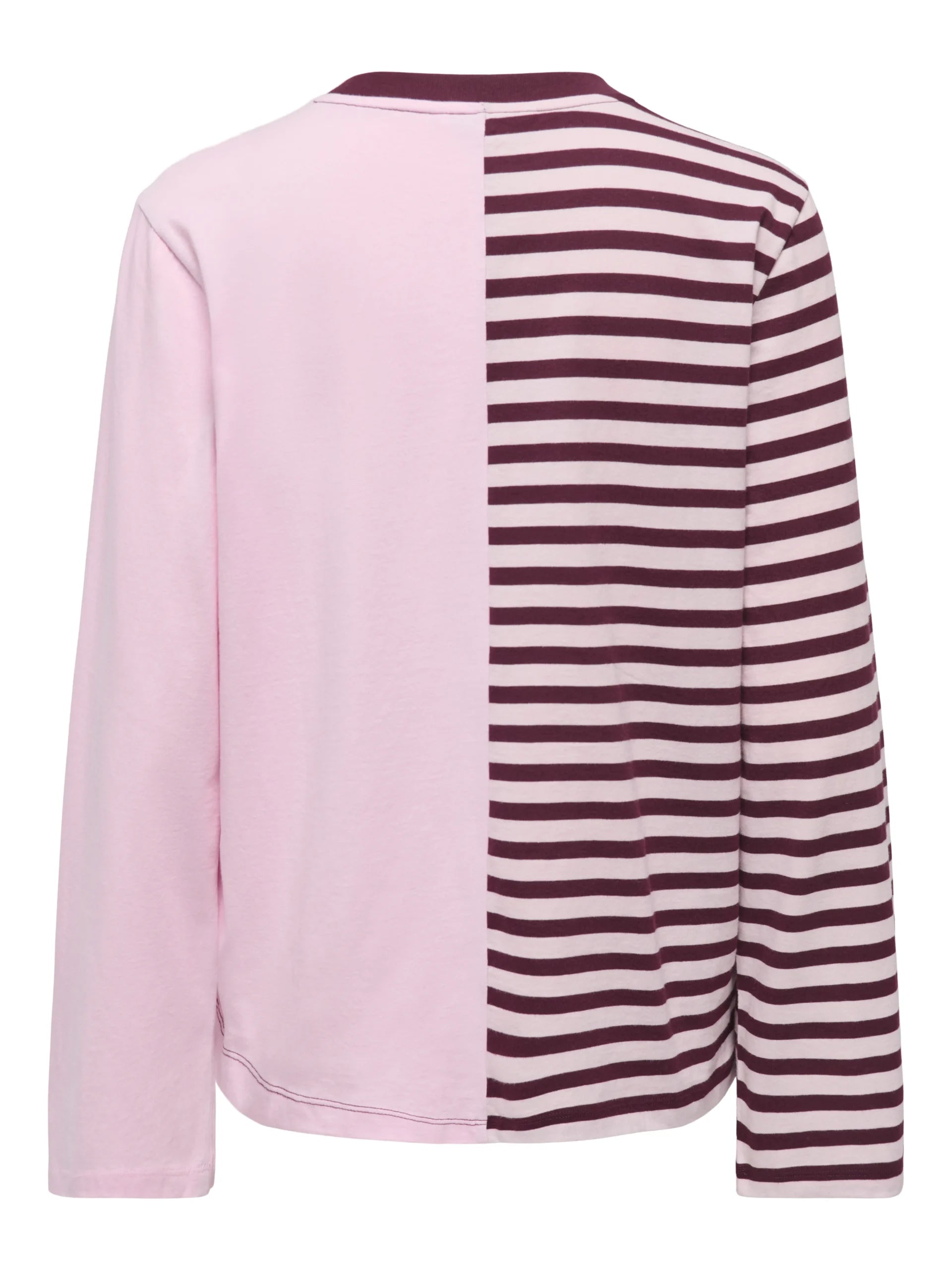 ONLY AVA L/S HALF STRIPED T-SHIRT JRS Chalk Pink WINDSOR WINE STRIPES/ CD TEXT