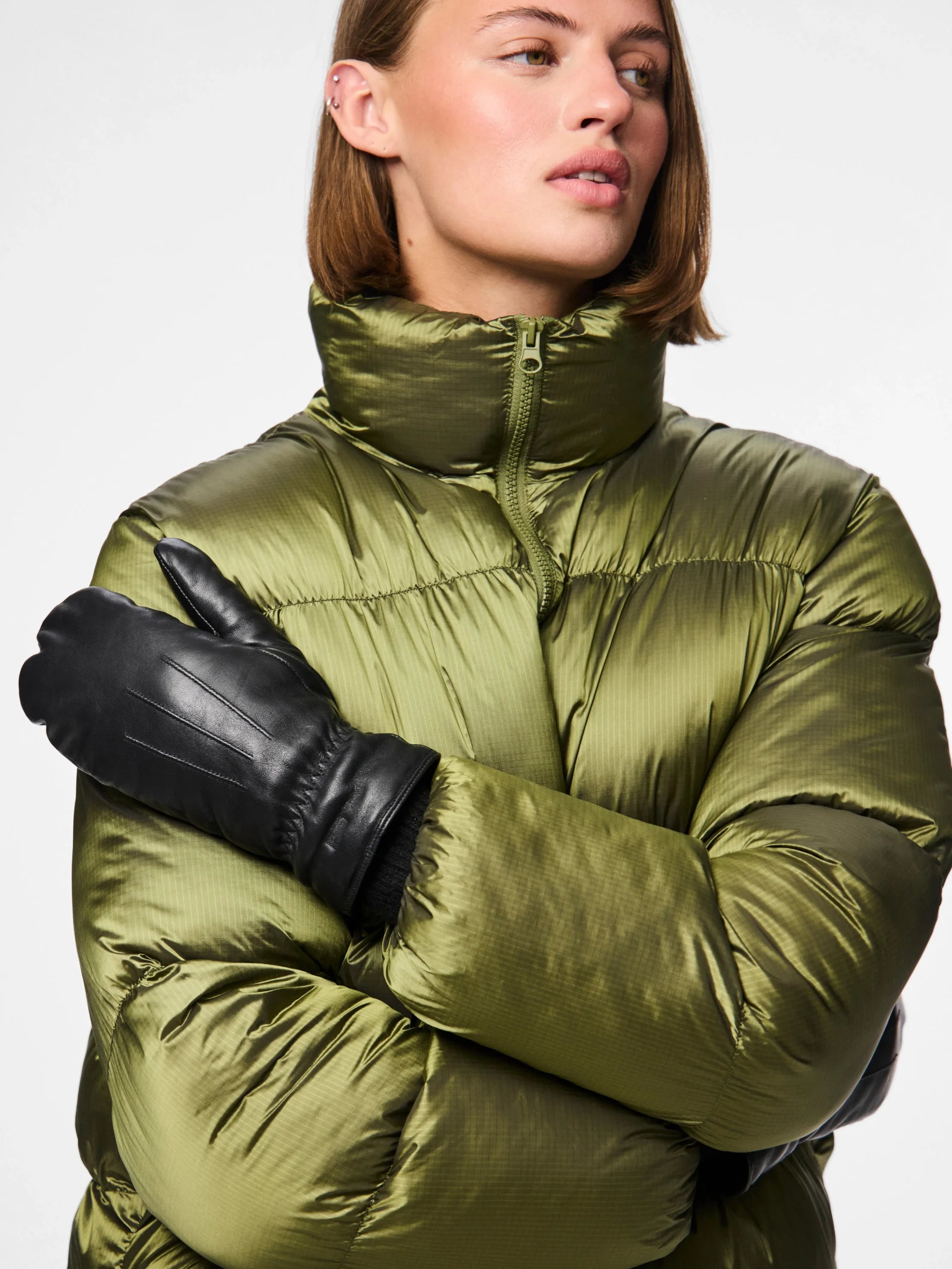 PIECES NELLIE LEATHER MITTENS NOOS