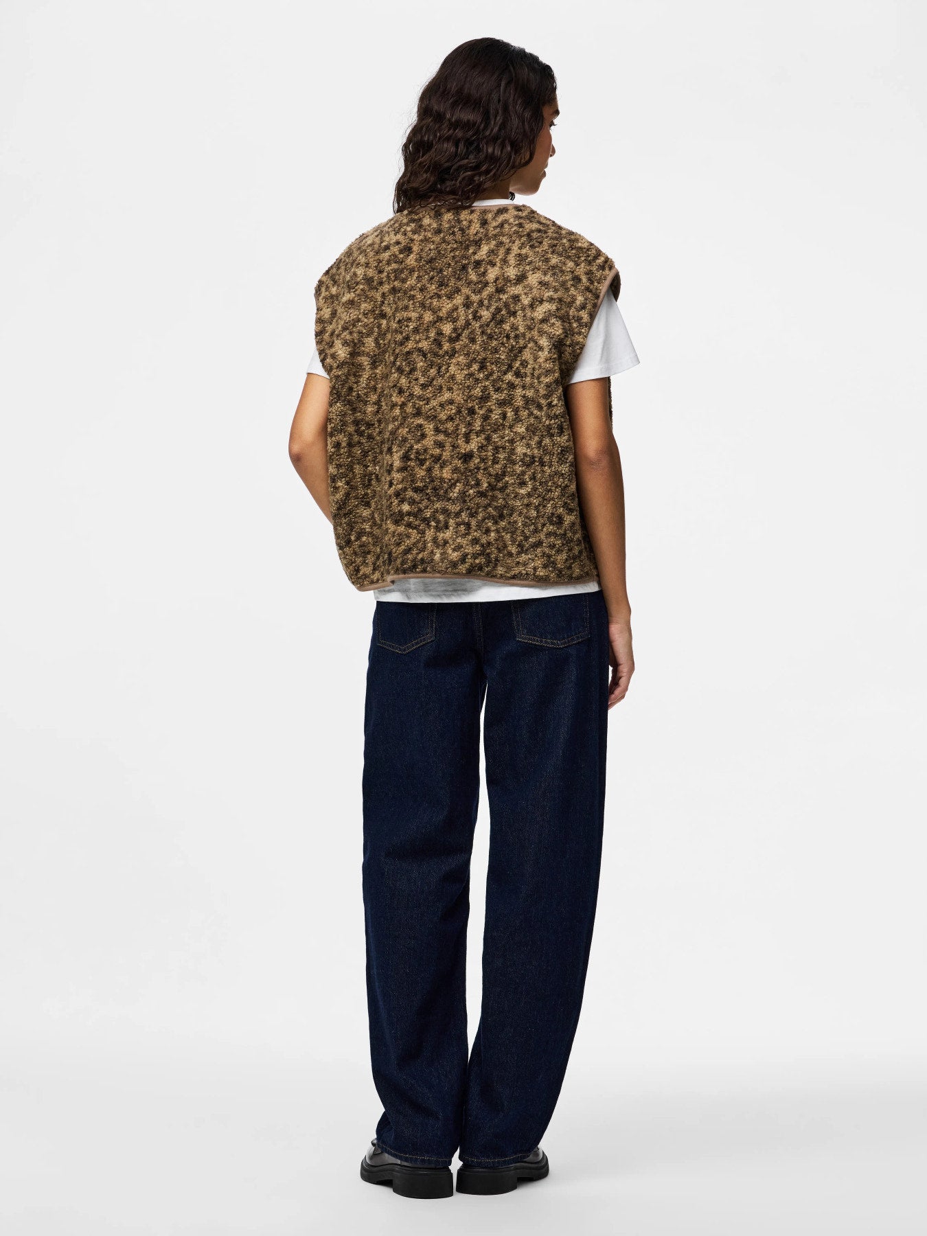 PIECES KATTY TEDDY VEST NOOS BC TANNIN LEOPARD