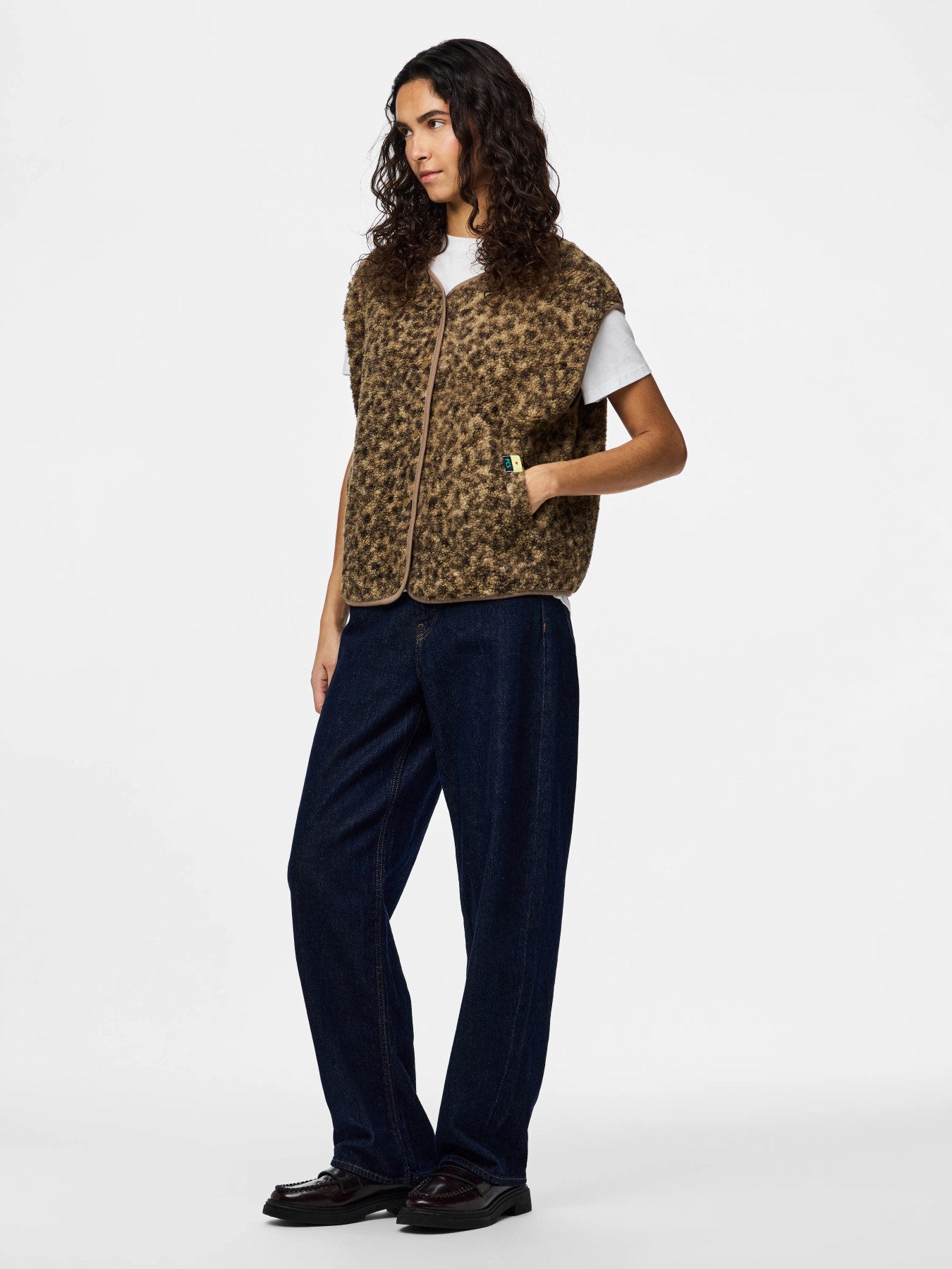 PIECES KATTY TEDDY VEST NOOS BC TANNIN LEOPARD