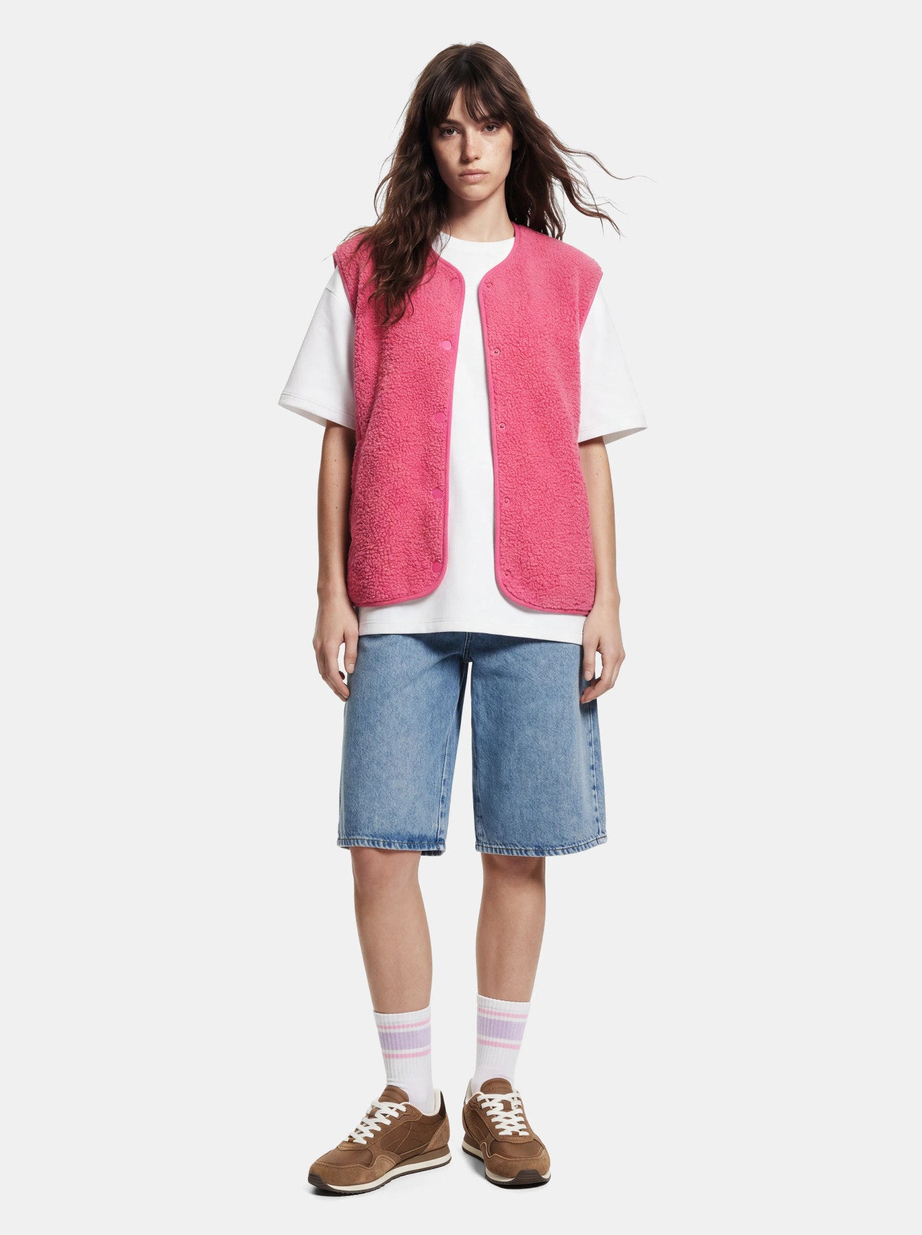 PIECES KATTY TEDDY VEST NOOS BC SHOCKING PINK