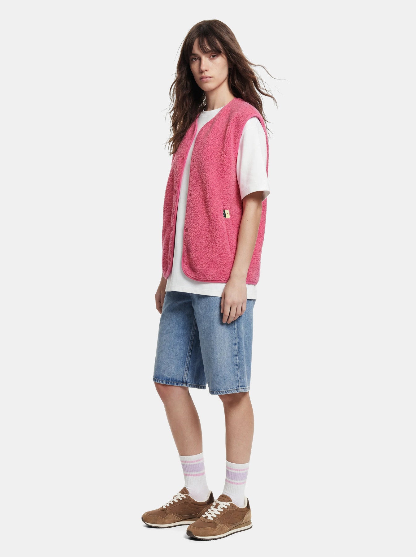 PIECES KATTY TEDDY VEST NOOS BC SHOCKING PINK