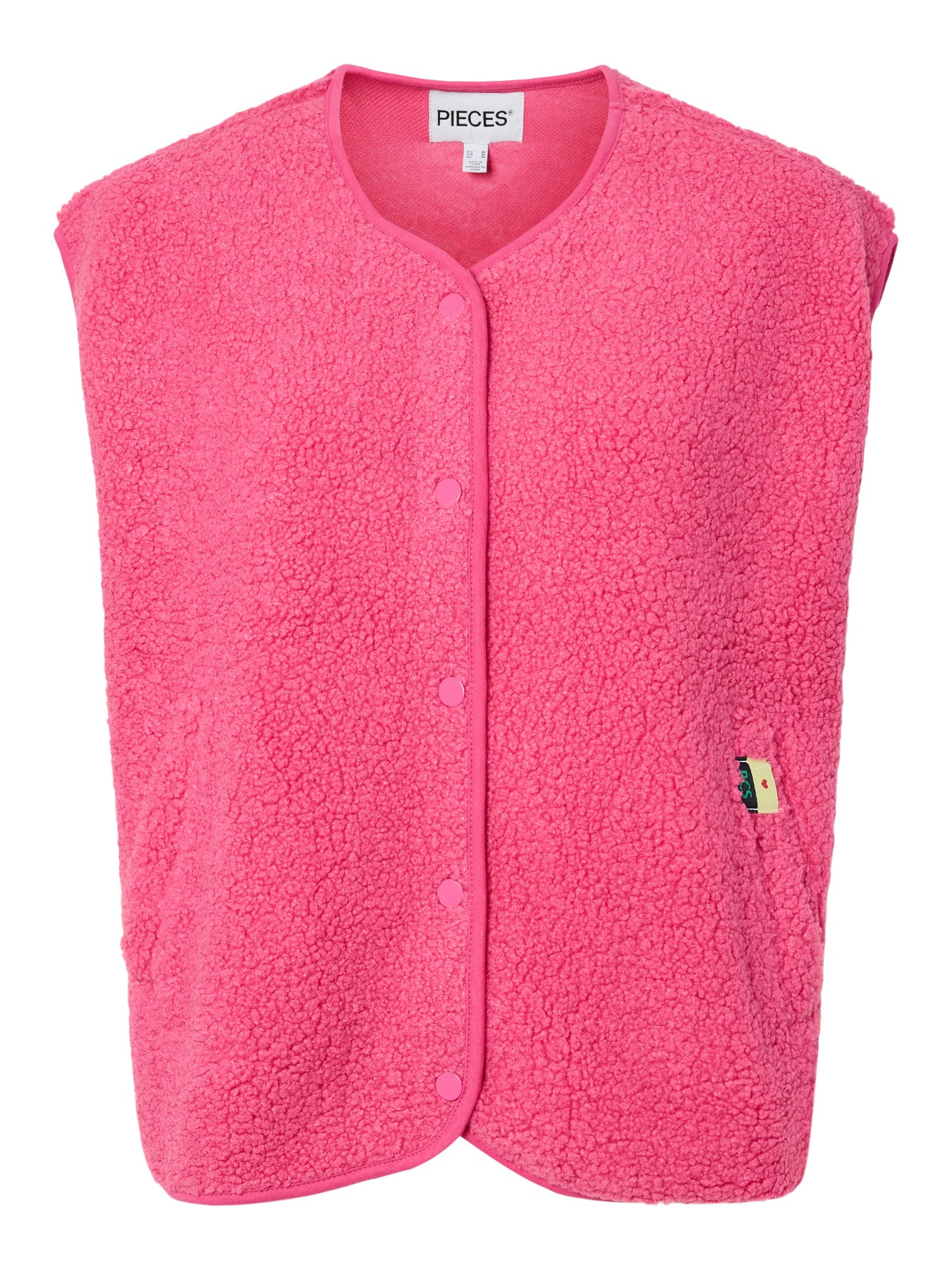 PIECES KATTY TEDDY VEST NOOS BC SHOCKING PINK