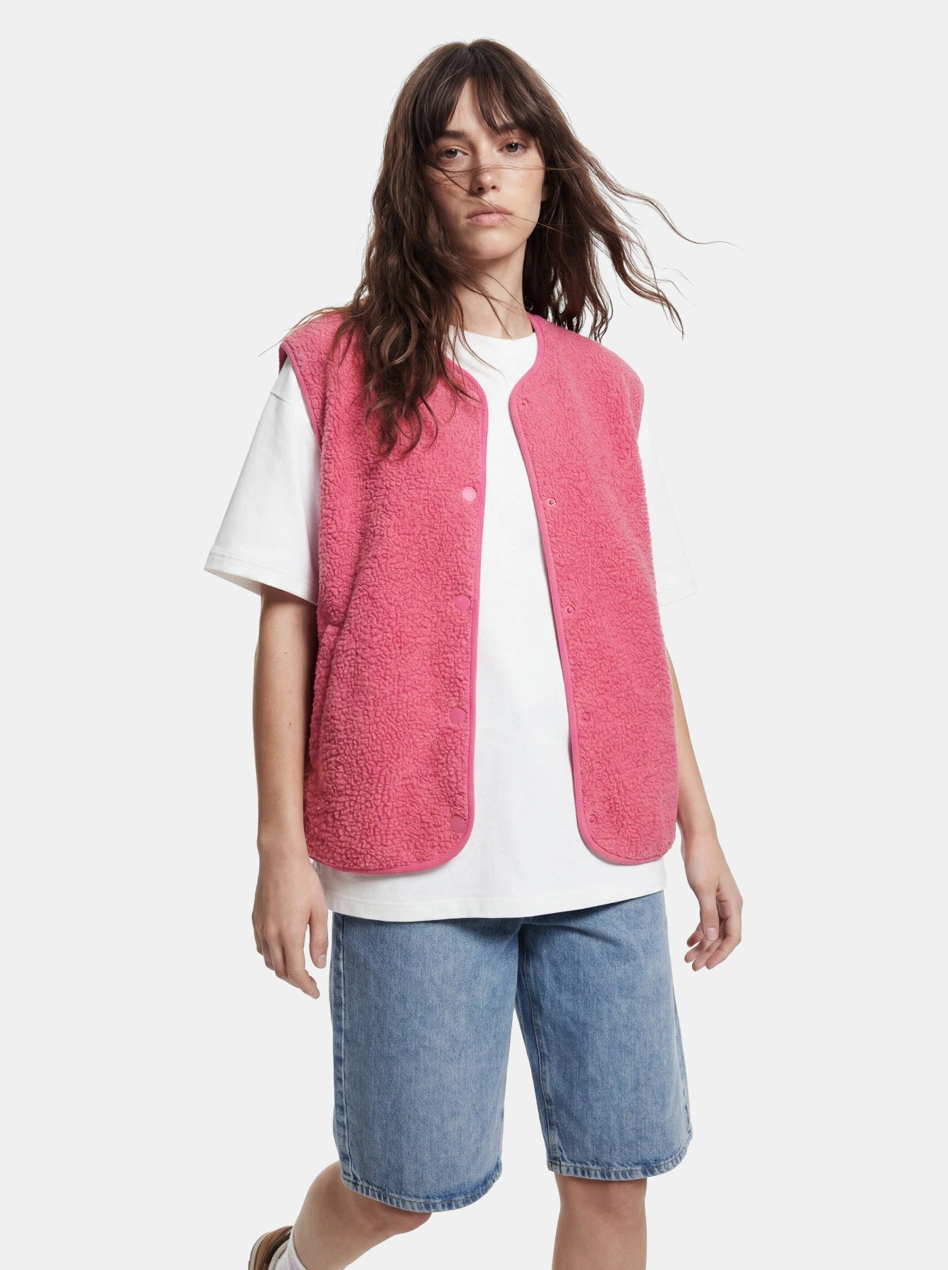 PIECES KATTY TEDDY VEST NOOS BC SHOCKING PINK