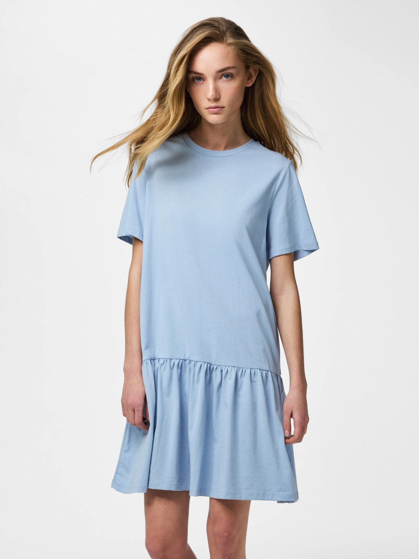 PIECES DISSO SS O-NECK DRESS JRS NOOS BC LYSEBLÅ