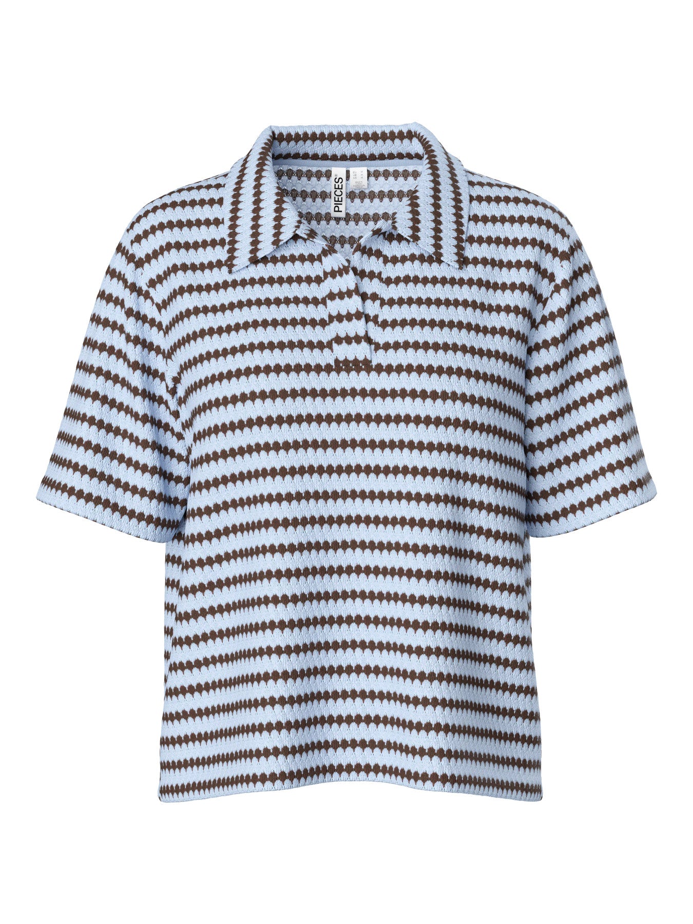 PIECES JEYA SS V-NECK LOOSE POLO D2D JRS CASHMERE BLUE