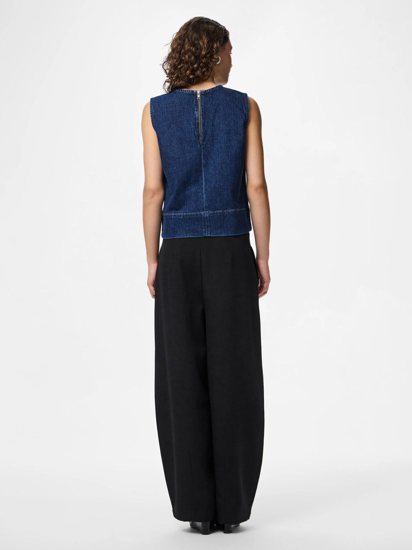 PIECES MERLE SL O-NECK DENIM TOP D2D F