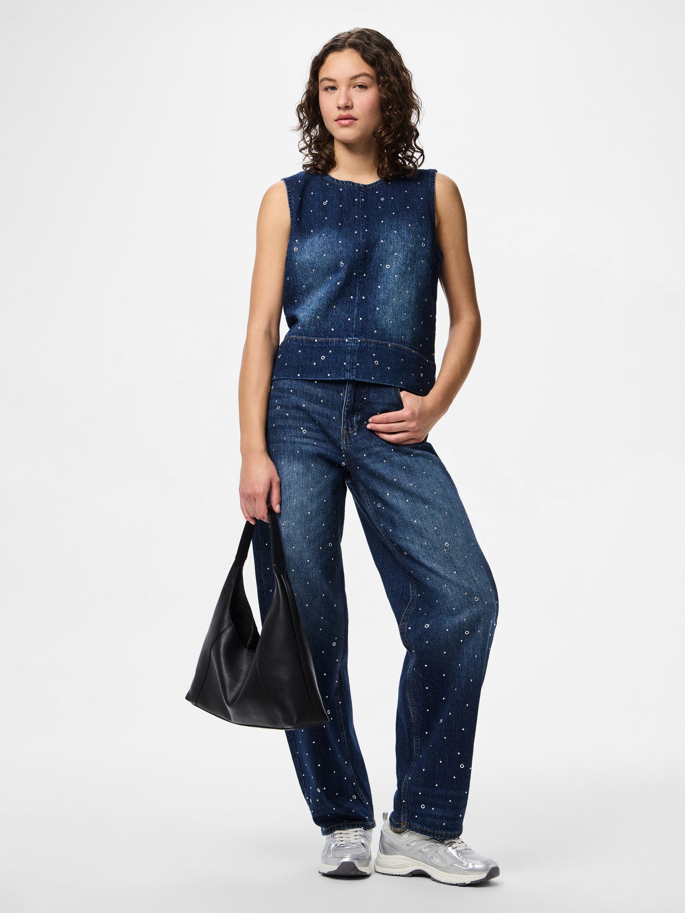 PIECES MERLE SL O-NECK DENIM TOP D2D F