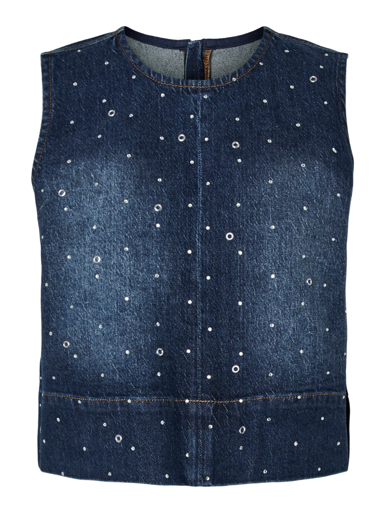 PIECES MERLE SL O-NECK DENIM TOP D2D F