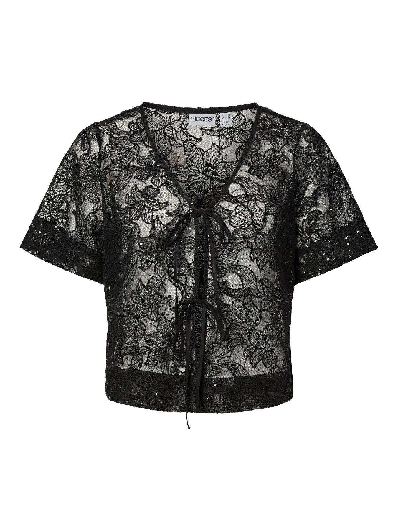 PIECES LOUISE 2/4 V-NECK TIE TOP WVN D2D