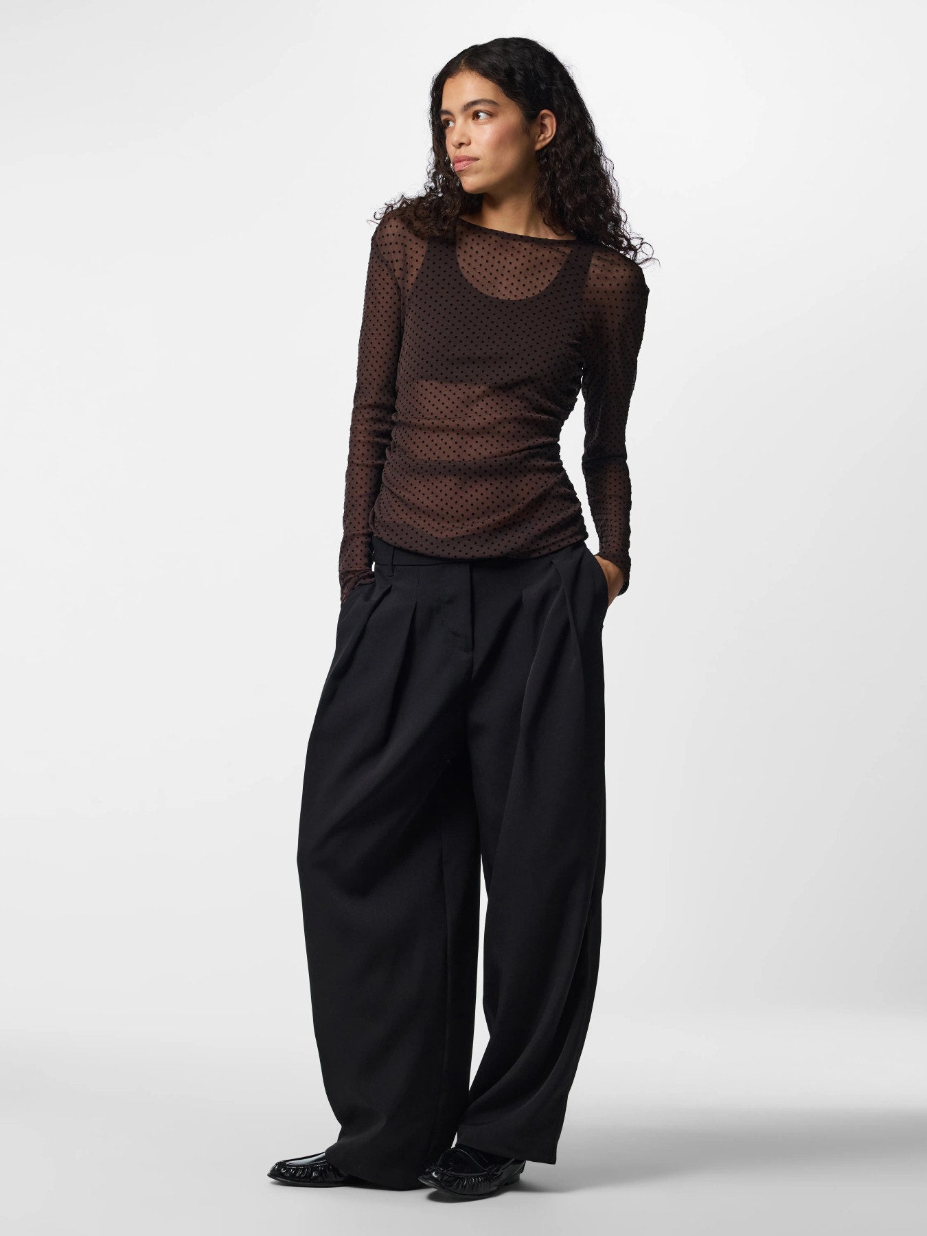 PIECES BOBO LS MESH ROUCHING TOP JRS NOOS