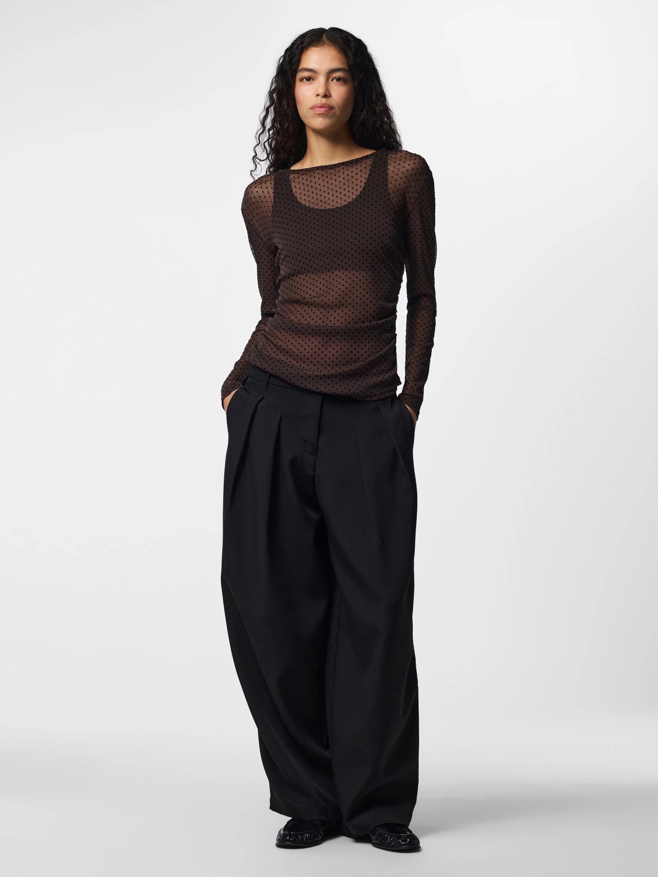 PIECES BOBO LS MESH ROUCHING TOP JRS NOOS