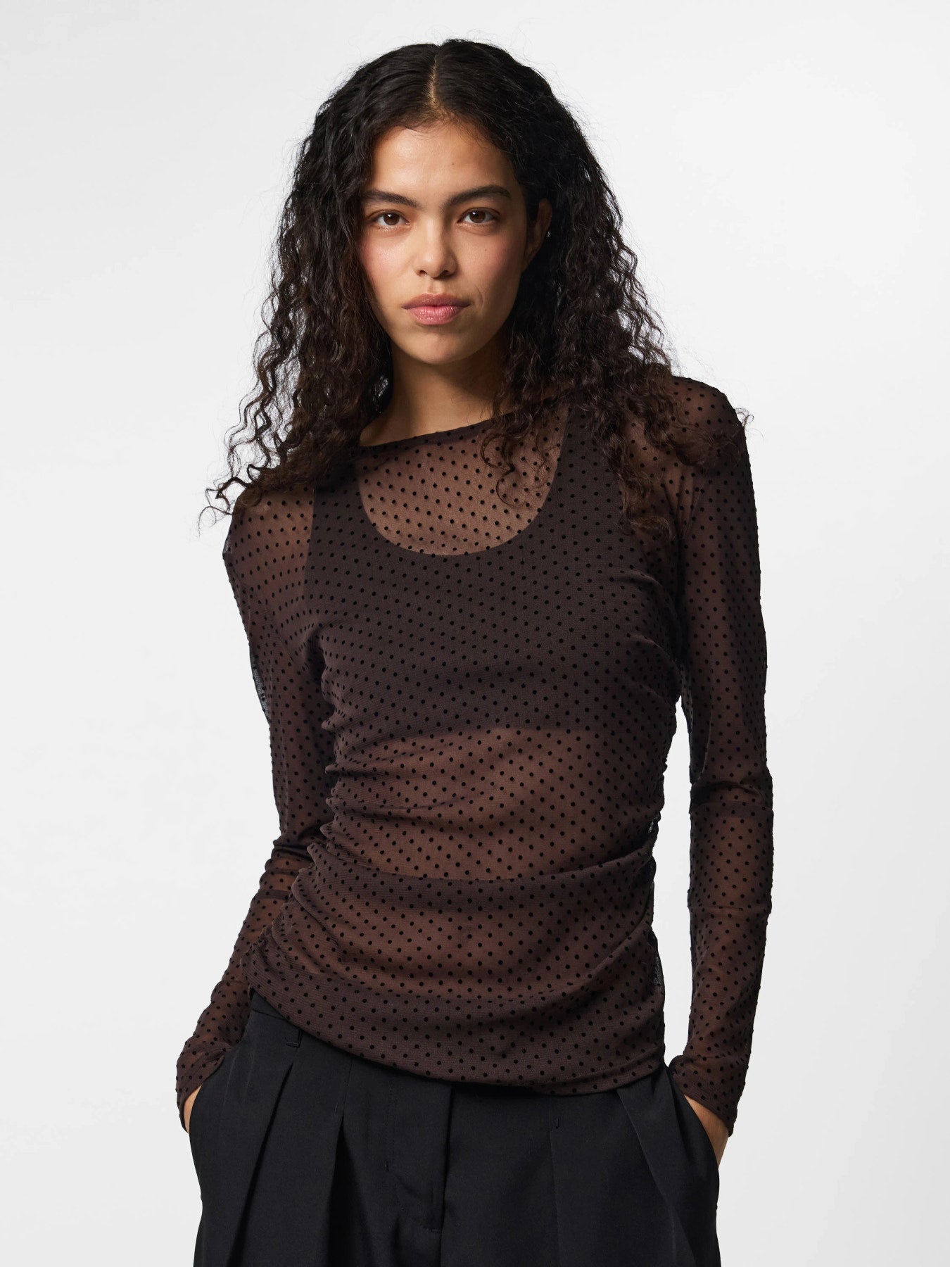 PIECES BOBO LS MESH ROUCHING TOP JRS NOOS