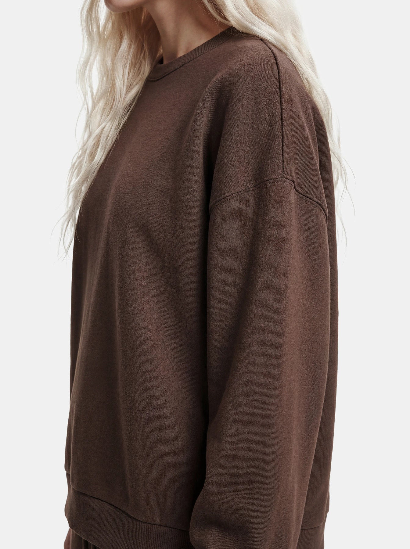 PIECES CHILLI LS LOOSE FIT SWEAT TOP NOOS BC BRUN