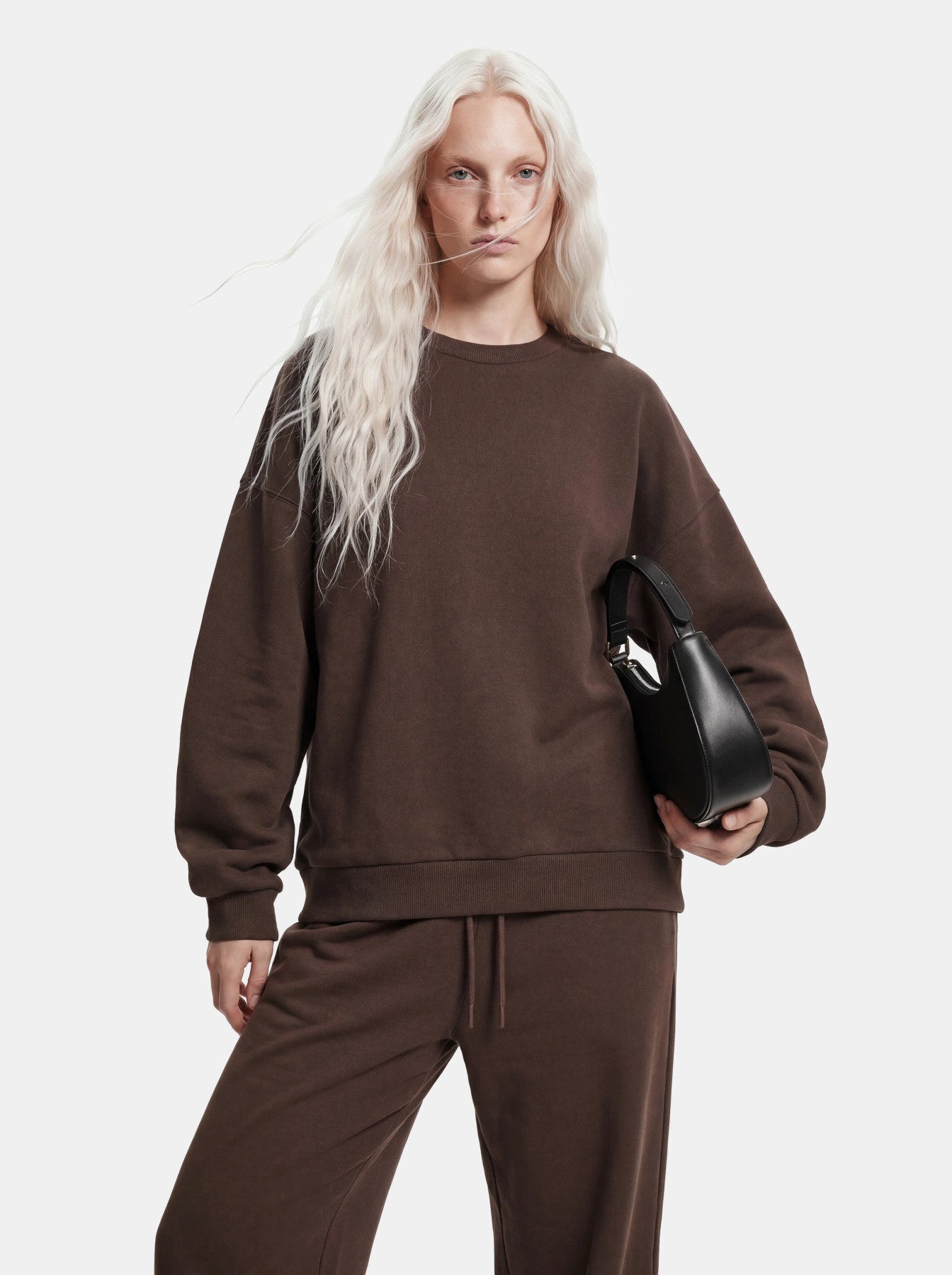 PIECES CHILLI LS LOOSE FIT SWEAT TOP NOOS BC BRUN