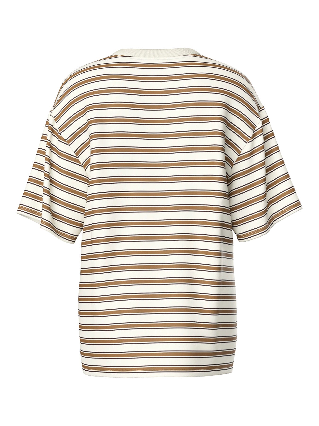 PIECES SADIE SS OVERSIZED T-SHIRT JRS Cloud Dancer Brown and Black