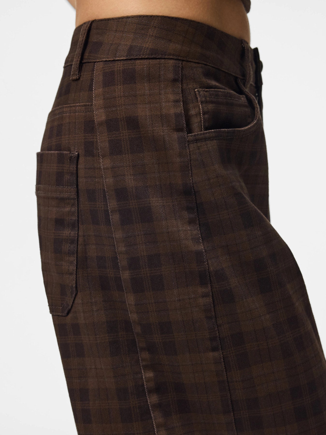 PIECES VERA MW BARREL CHECK JEANS DNM
