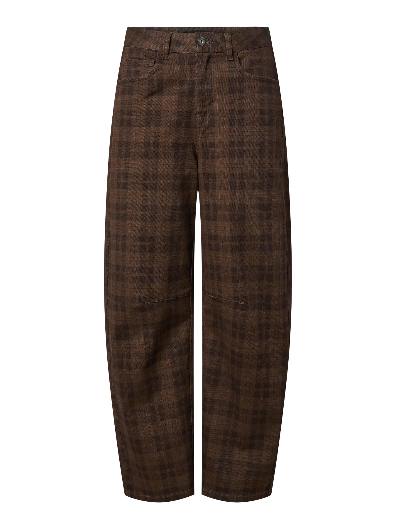 PIECES VERA MW BARREL CHECK JEANS DNM