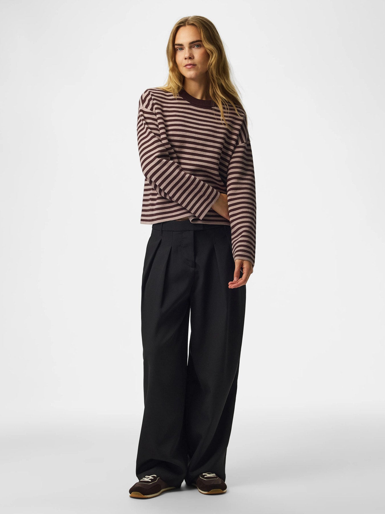 PIECES JASSY LS O-NECK KNIT NOOS BC Hot Fudge GREIGE