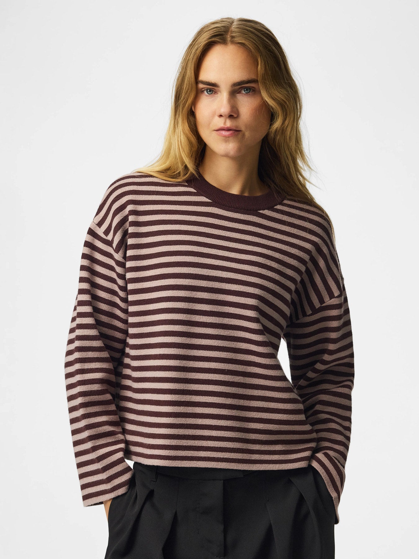 PIECES JASSY LS O-NECK KNIT NOOS BC Hot Fudge GREIGE