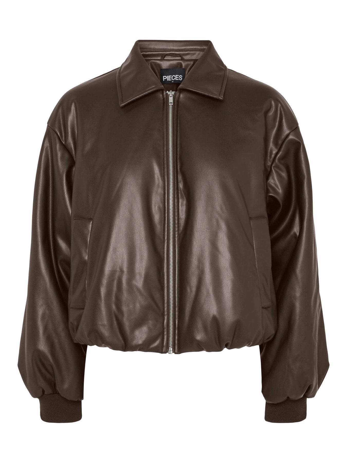 PIECES LARA PADDED COATED BOMBER JACKET WB BC Hot Fudge
