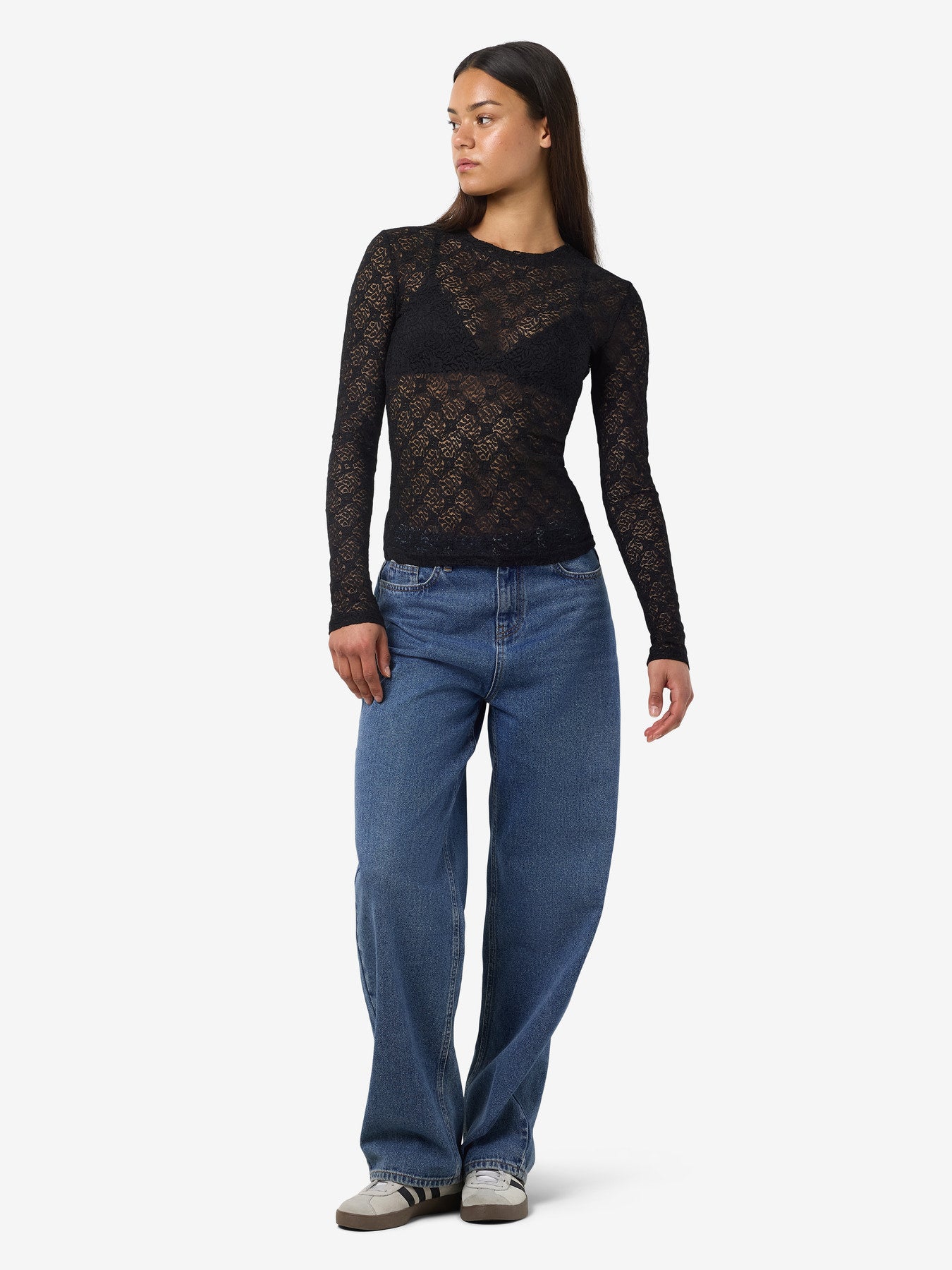 NOISY MAY JUDITH L/S LACE TOP NOOS Black