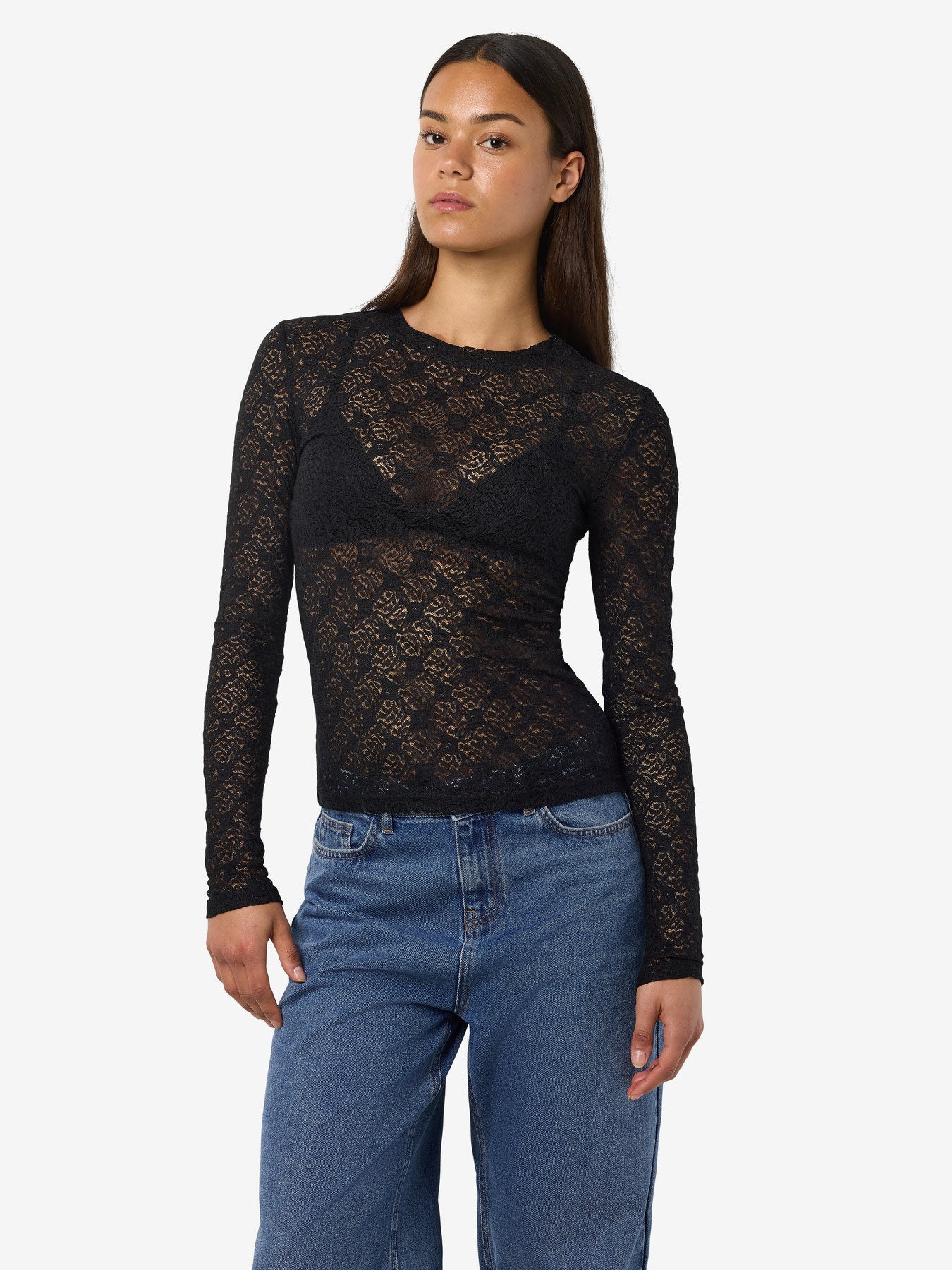 NOISY MAY JUDITH L/S LACE TOP NOOS