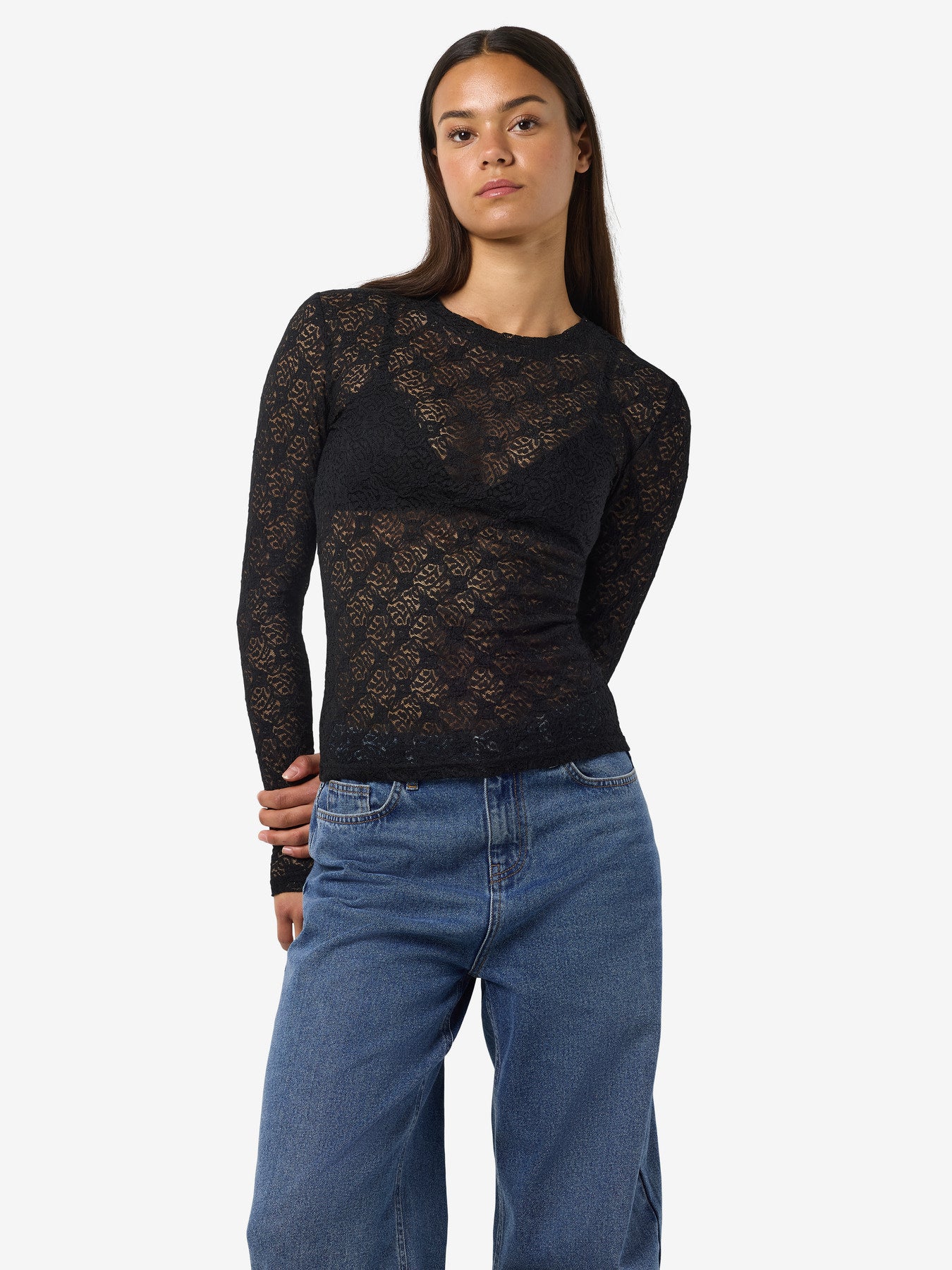 NOISY MAY JUDITH L/S LACE TOP NOOS