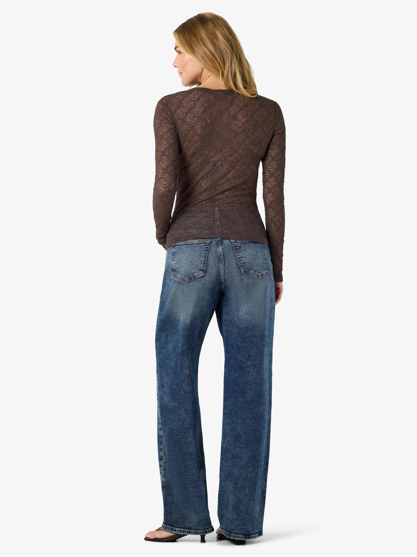 NOISY MAY JUDITH L/S LACE TOP NOOS Chocolate brown