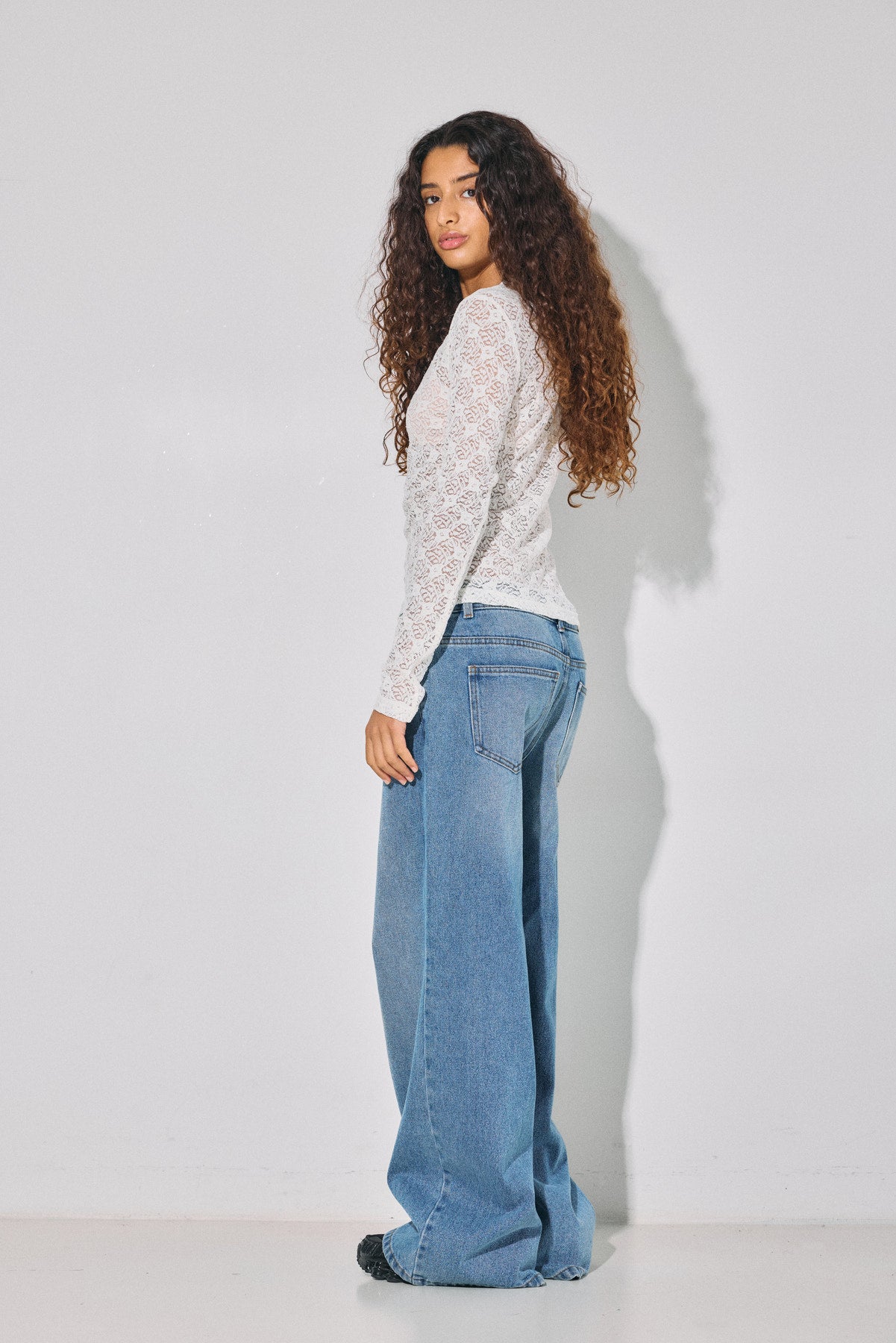 NOISY MAY JUDITH L/S LACE TOP NOOS Creme